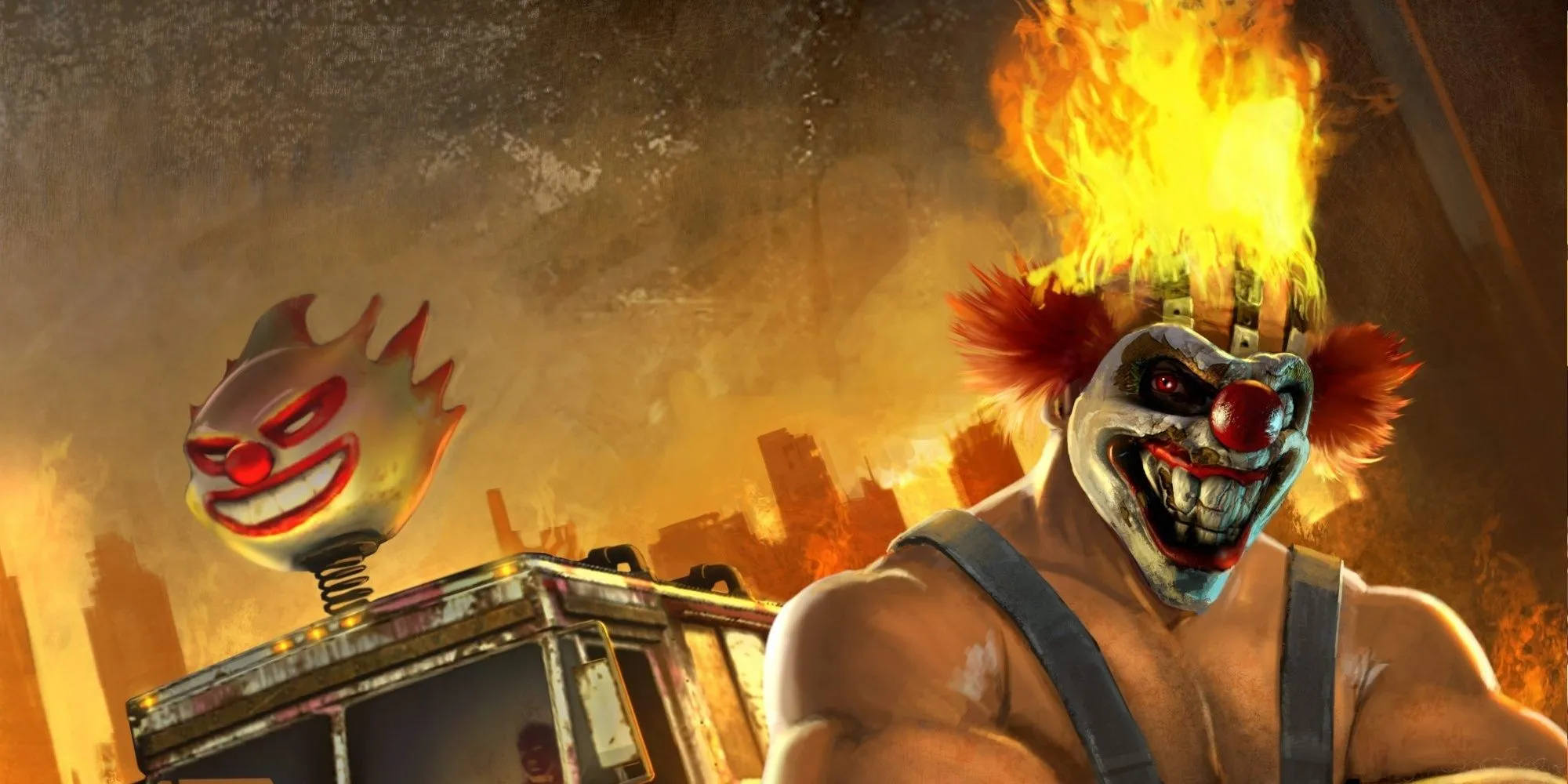 Hình ảnh gã hề Sweet Tooth nổi tiếng trong game Twisted Metal với chiếc xe kem đặc trưng
