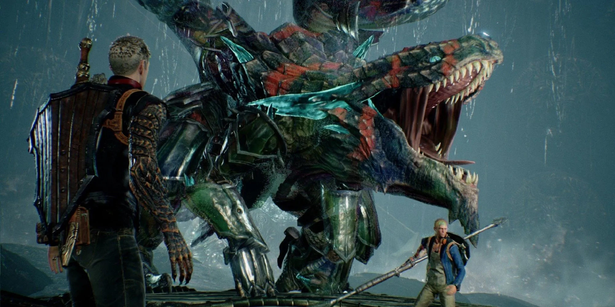 Hình ảnh gameplay của Scalebound với nhân vật chính và rồng chiến đấu