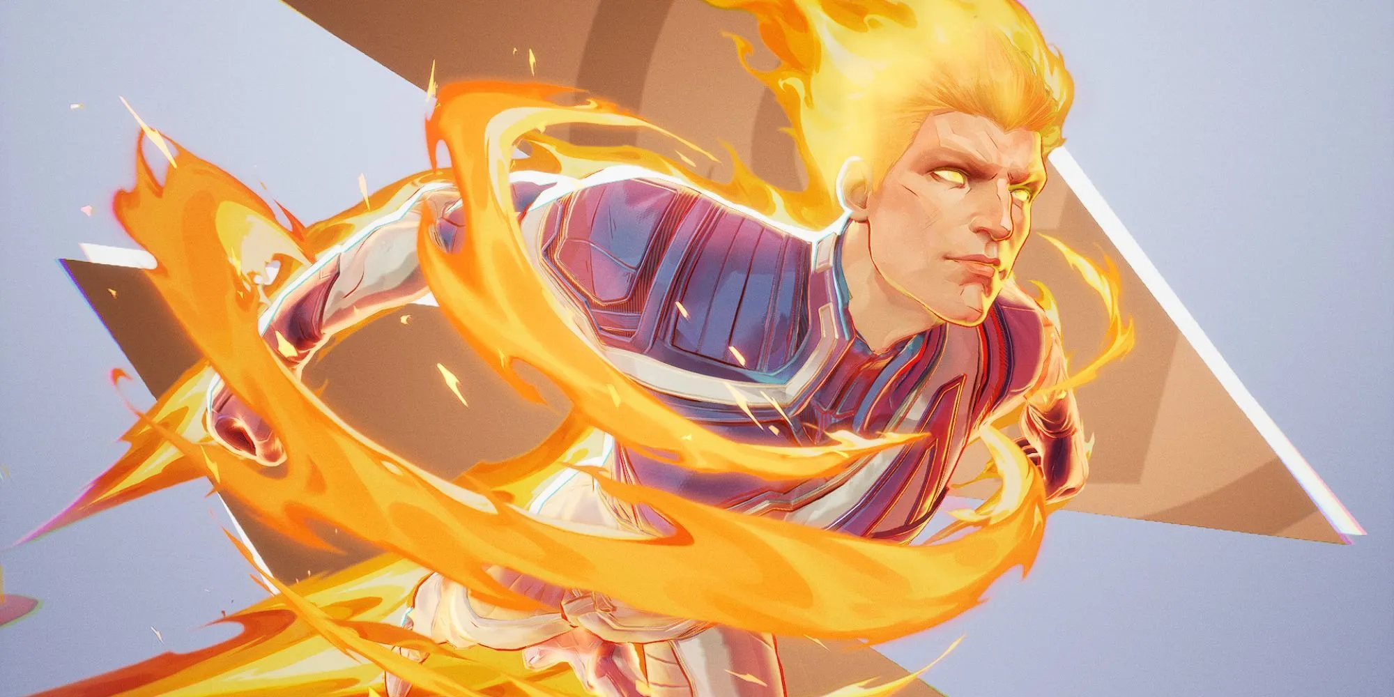 Hình ảnh nhân vật Human Torch bay lượn trong game Marvel Rivals thể hiện đồ họa ấn tượng