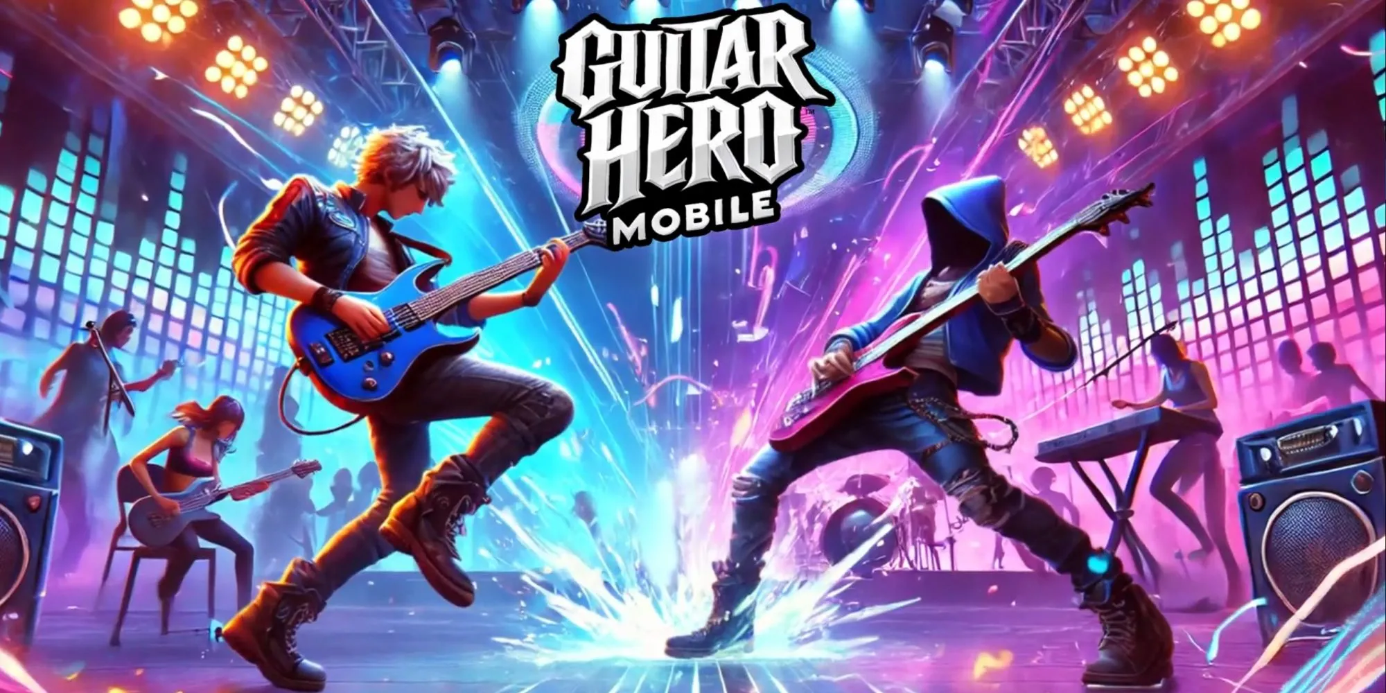 Warzone Season 3 trì hoãn: Verdansk sắp tái xuất bùng nổ? 1 Hình ảnh quảng bá cho Guitar Hero Mobile, một tựa game không có thật do AI tạo ra