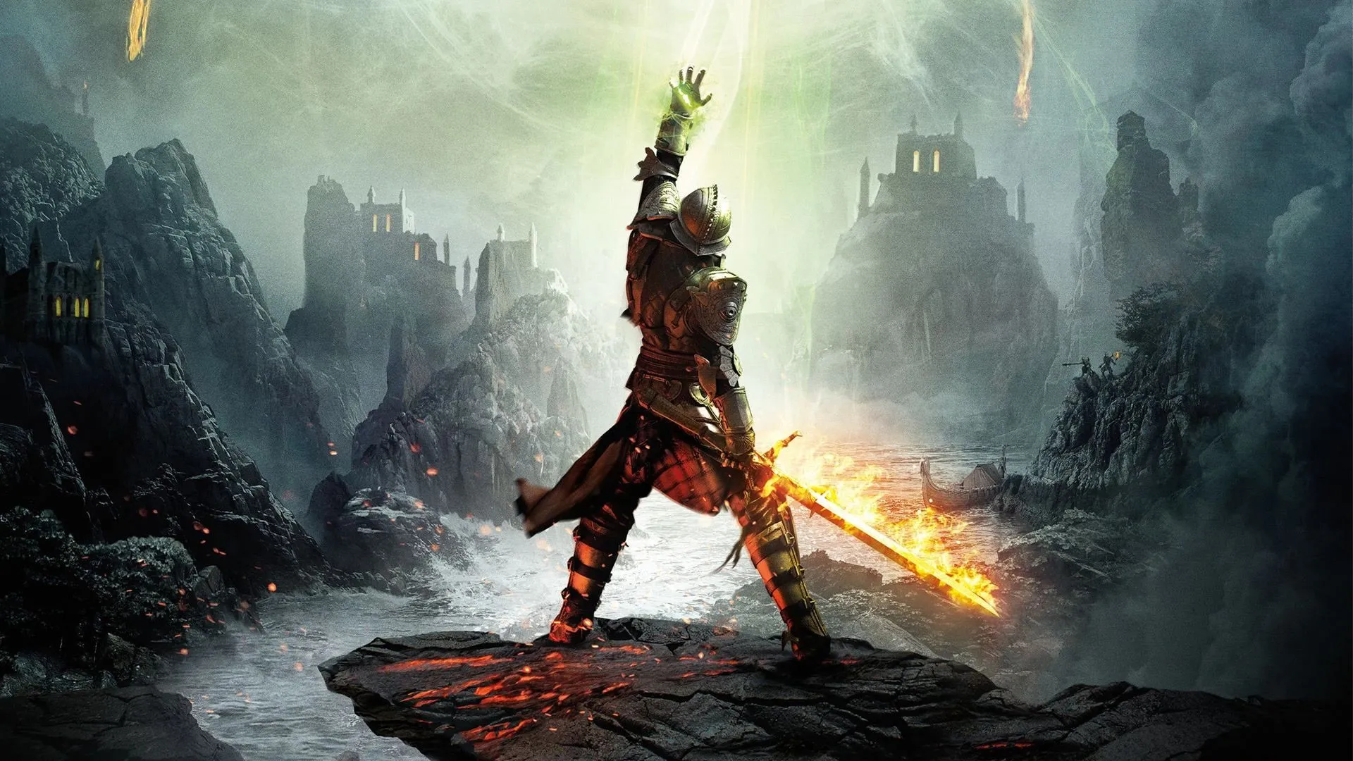 Hình nền game Dragon Age Inquisition với các nhân vật chính diện