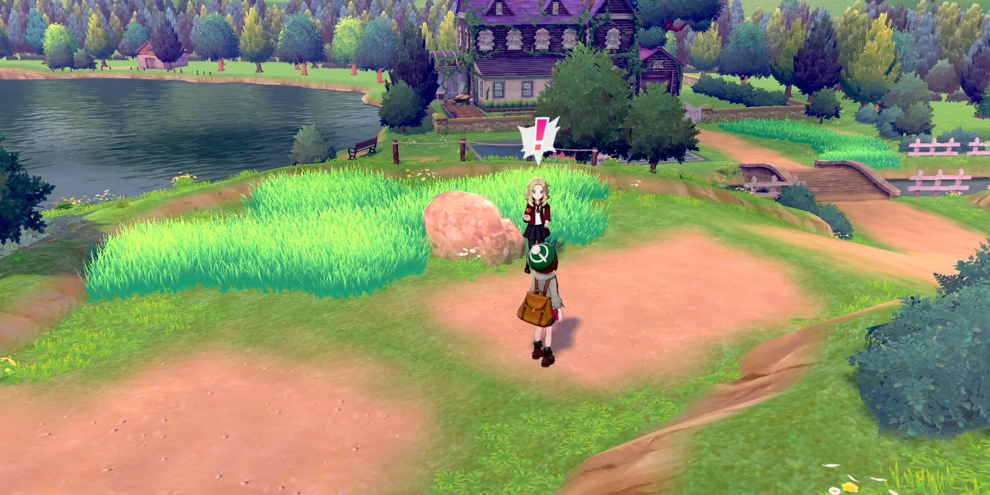 Huấn luyện viên đang di chuyển trên một tuyến đường trong Pokemon Sword and Shield
