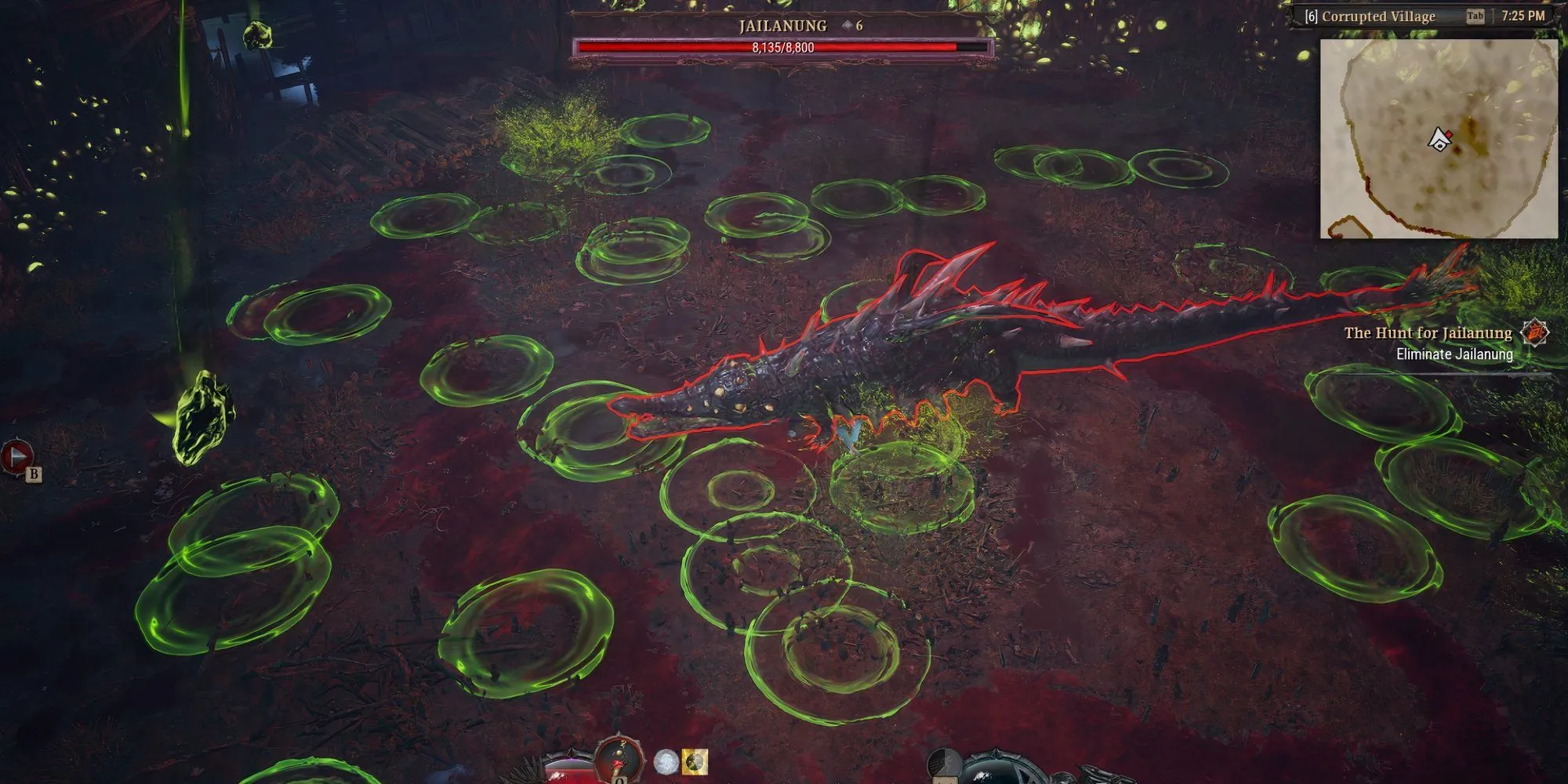 Jailanung tạo ra những vũng axit lớn với kỹ năng Mưa Axit trong Dragonkin: The Banished