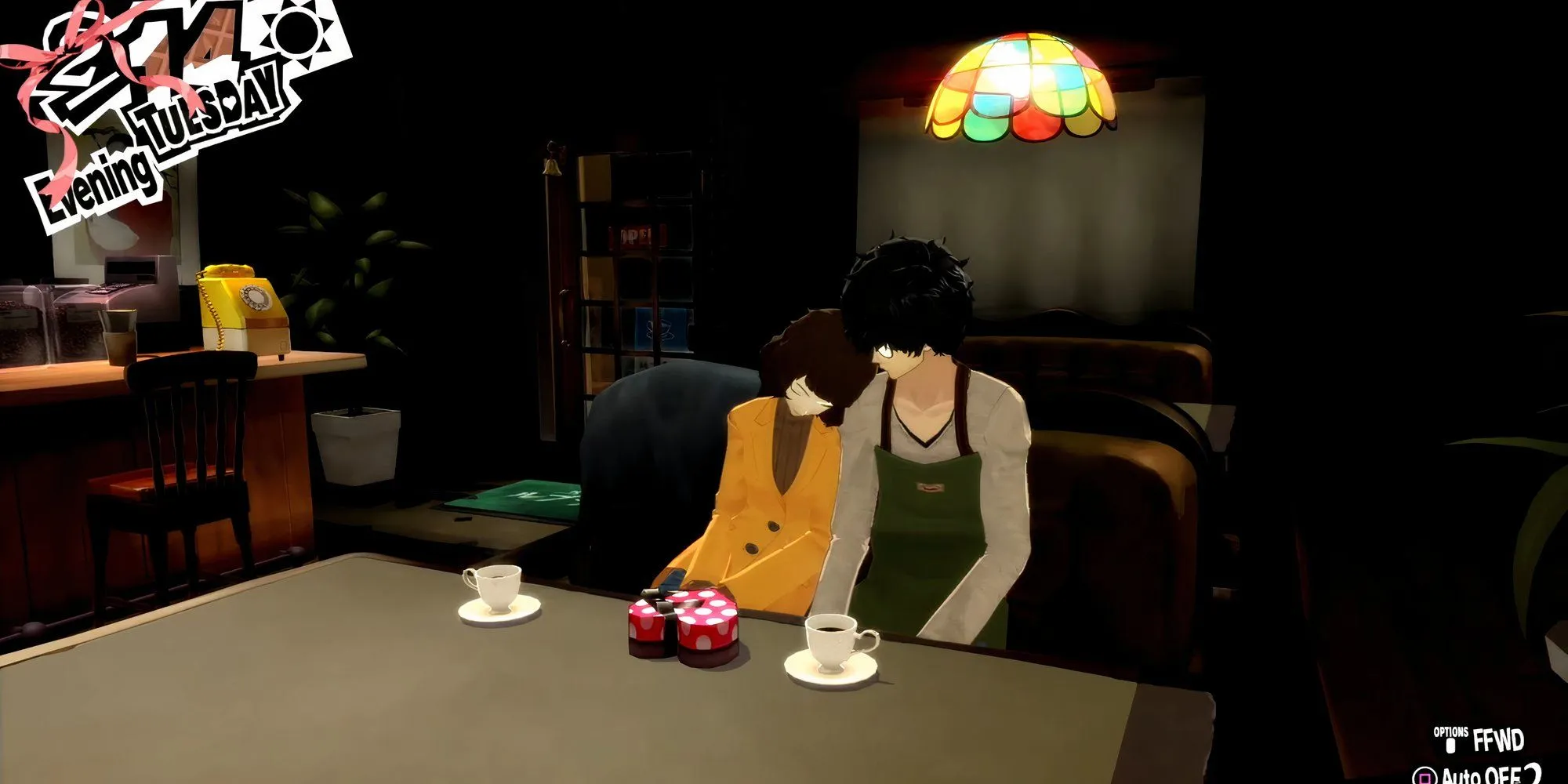 Joker và cô giáo Kawakami cùng nhau trong một cảnh lãng mạn Persona 5 Royal