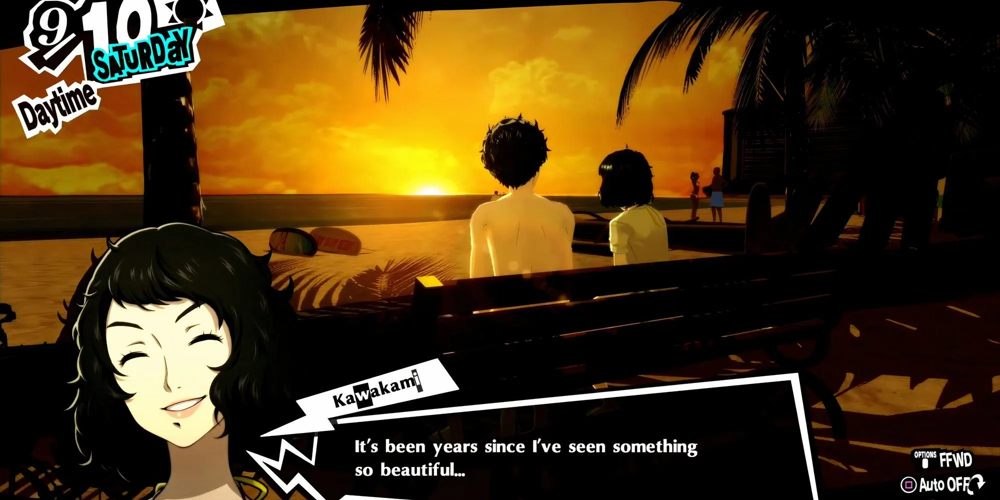 Joker và cô giáo Kawakami hẹn hò trên bãi biển Hawaii trong Persona 5 Royal