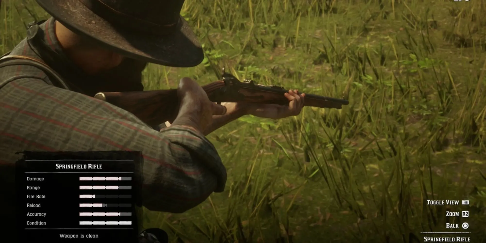 Khám phá các loại vũ khí đa dạng trong Red Dead Redemption 2, ví dụ súng trường Springfield
