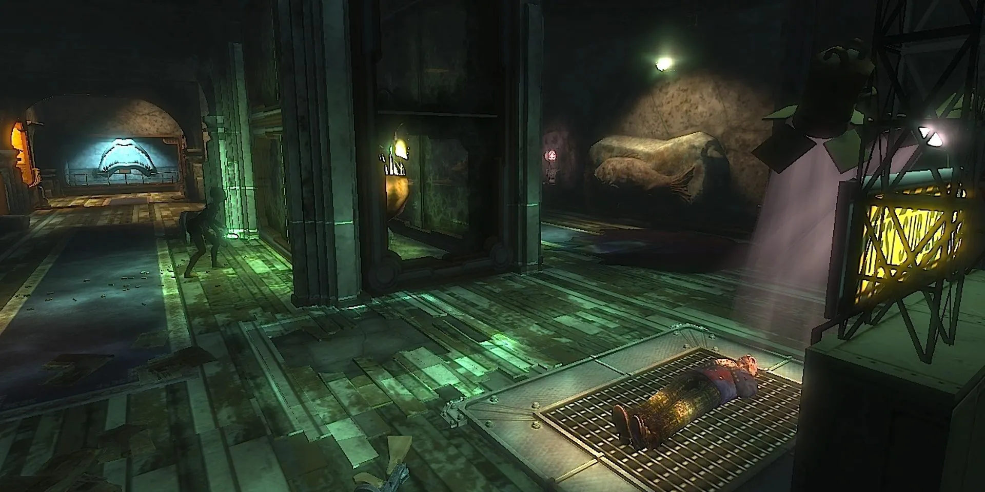 Khung cảnh màn Proving Grounds trong BioShock nơi người chơi phải hộ tống Little Sister