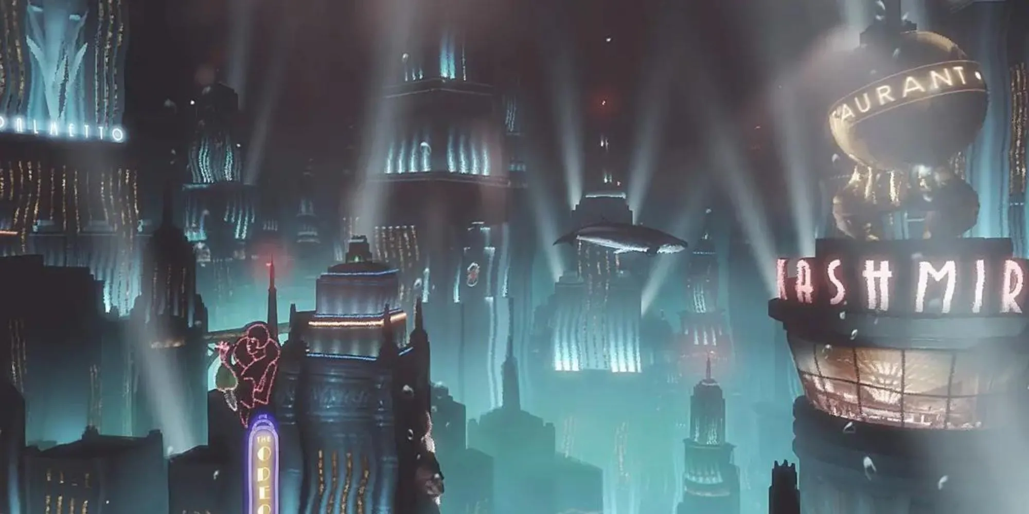Khung cảnh thành phố Rapture dưới đáy biển trong game Bioshock đầy bí ẩn và nguy hiểm