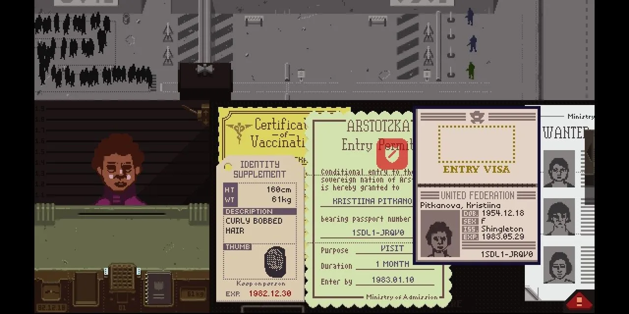 Kiểm tra giấy tờ trong Papers, Please tại cửa khẩu Arstotzka