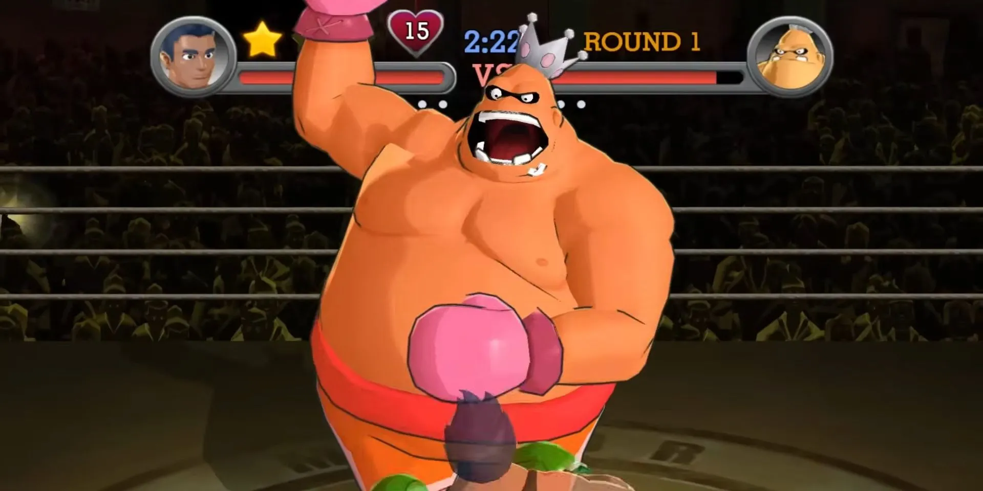 Little Mac đối đầu King Hippo trong Punch-Out!! phiên bản Wii 2009