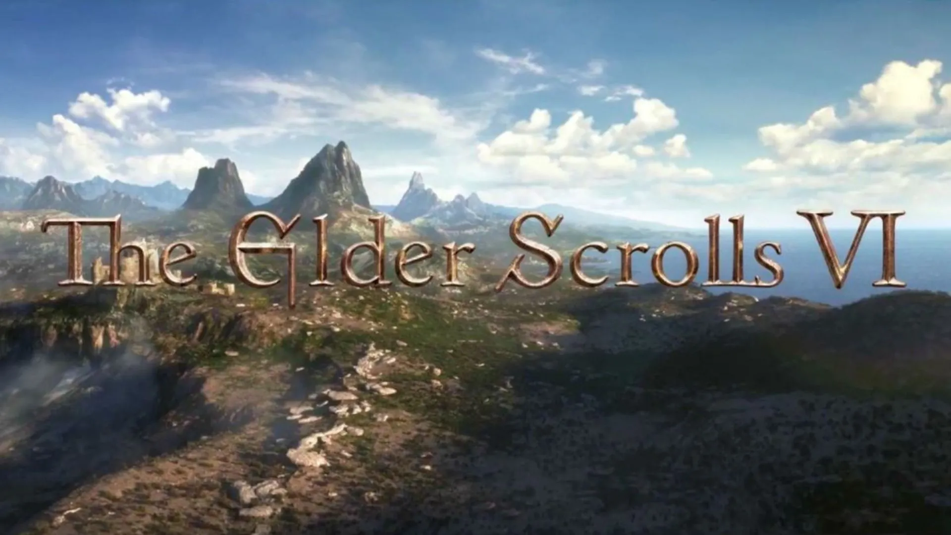 Logo The Elder Scrolls VI trên nền phong cảnh Tamriel đầy bí ẩn