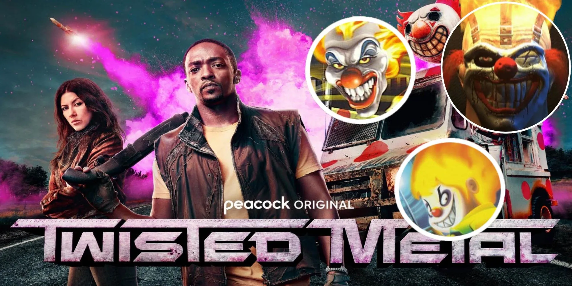 Logo Twisted Metal kết hợp Sweet Tooth từ các phiên bản game và poster series