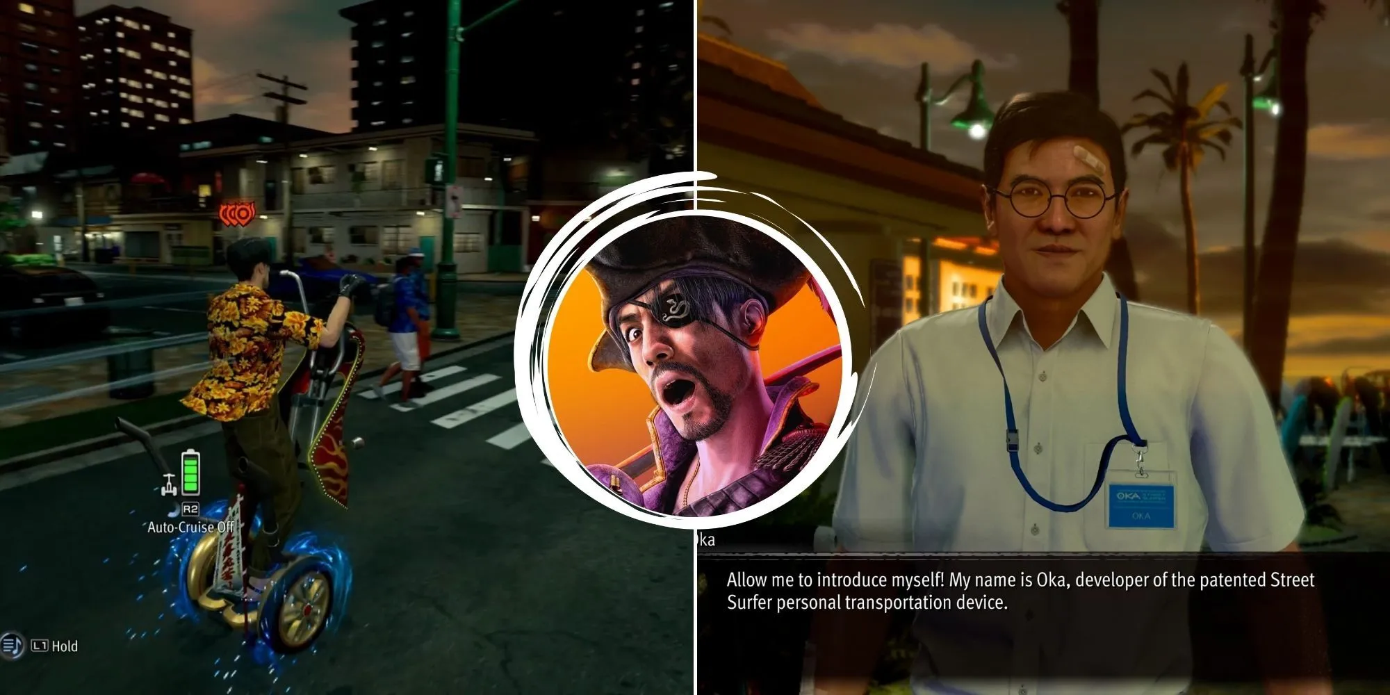Majima Goro trên chiếc Street Surfer trong Like A Dragon Pirate Yakuza