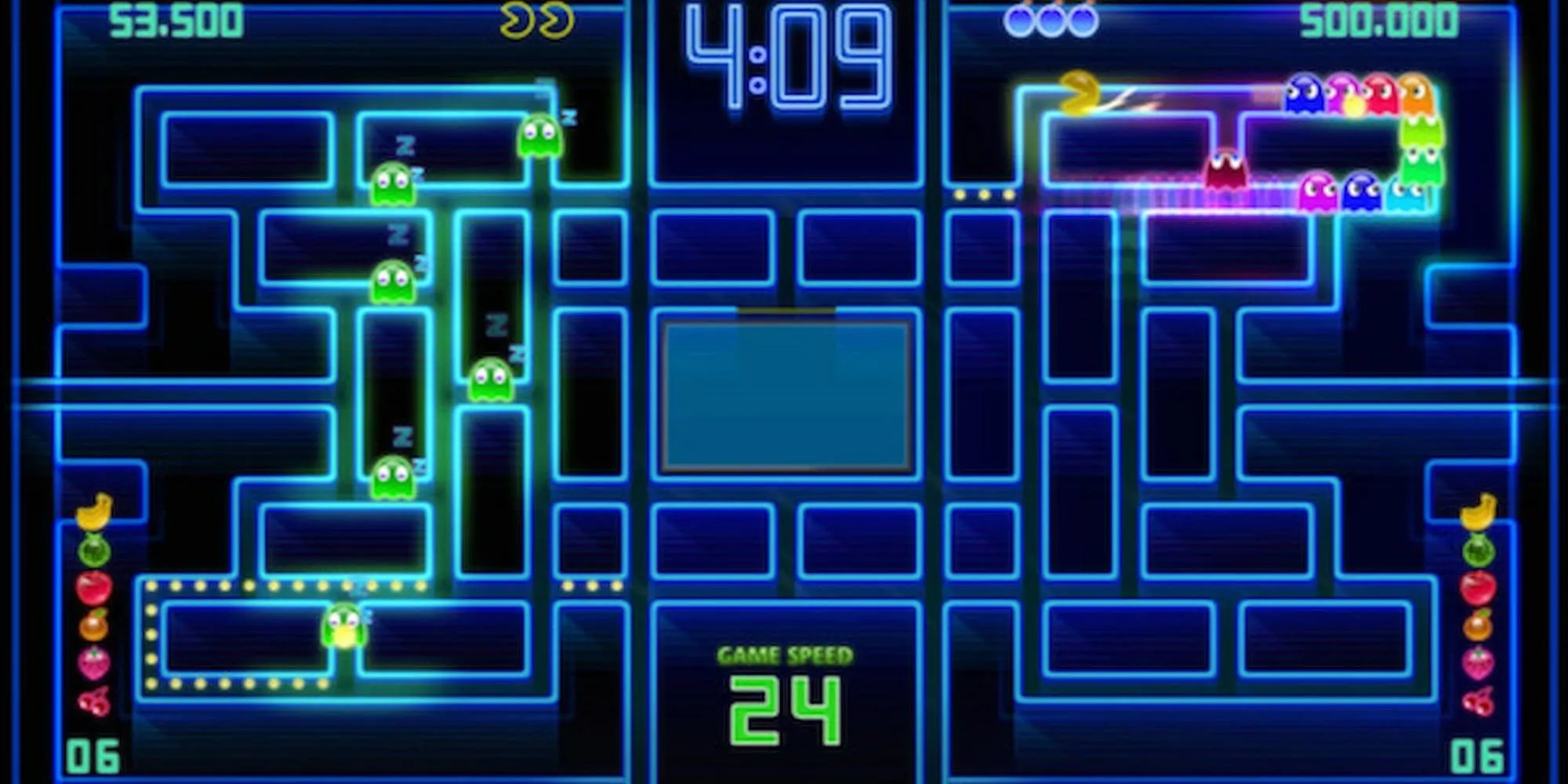 Màn chơi Pac-Man Championship Edition DX+ với thiết kế mê cung neon hiện đại