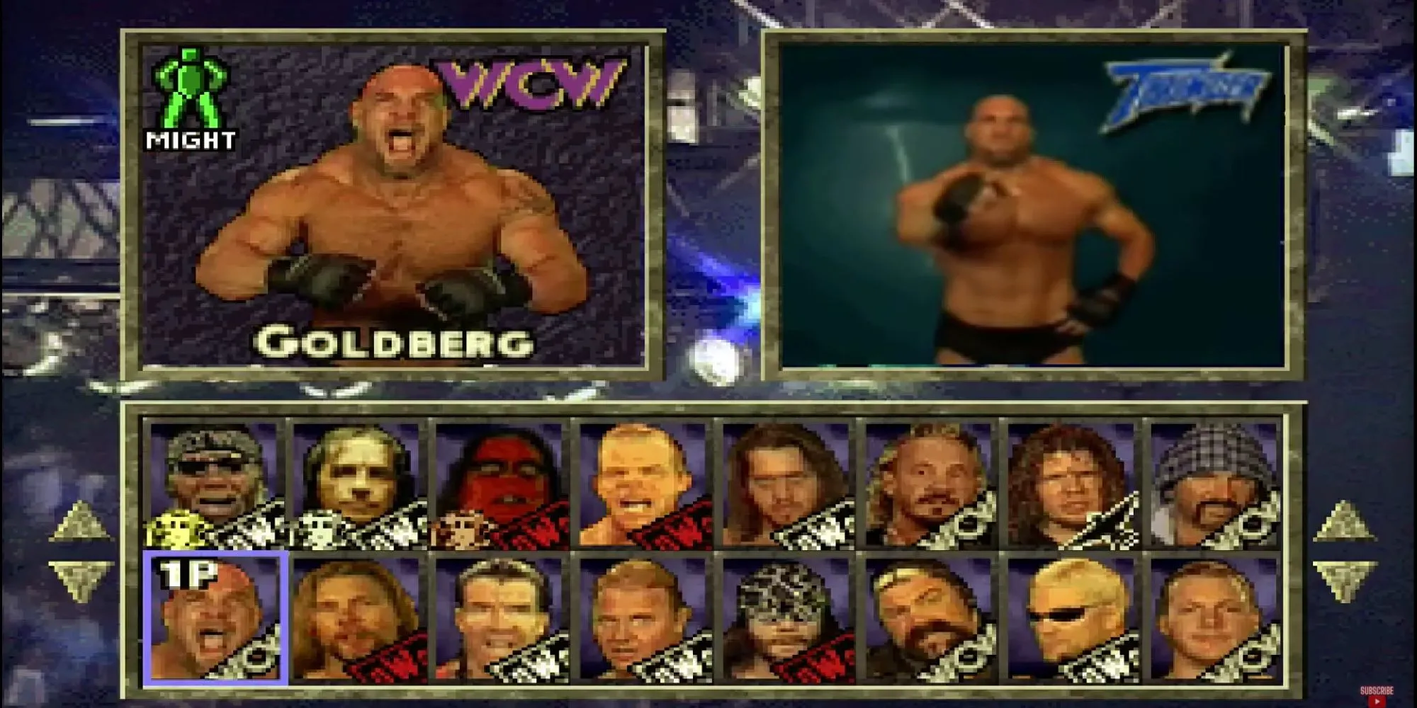 Màn hình chọn nhân vật trong game WCW/nWo Thunder