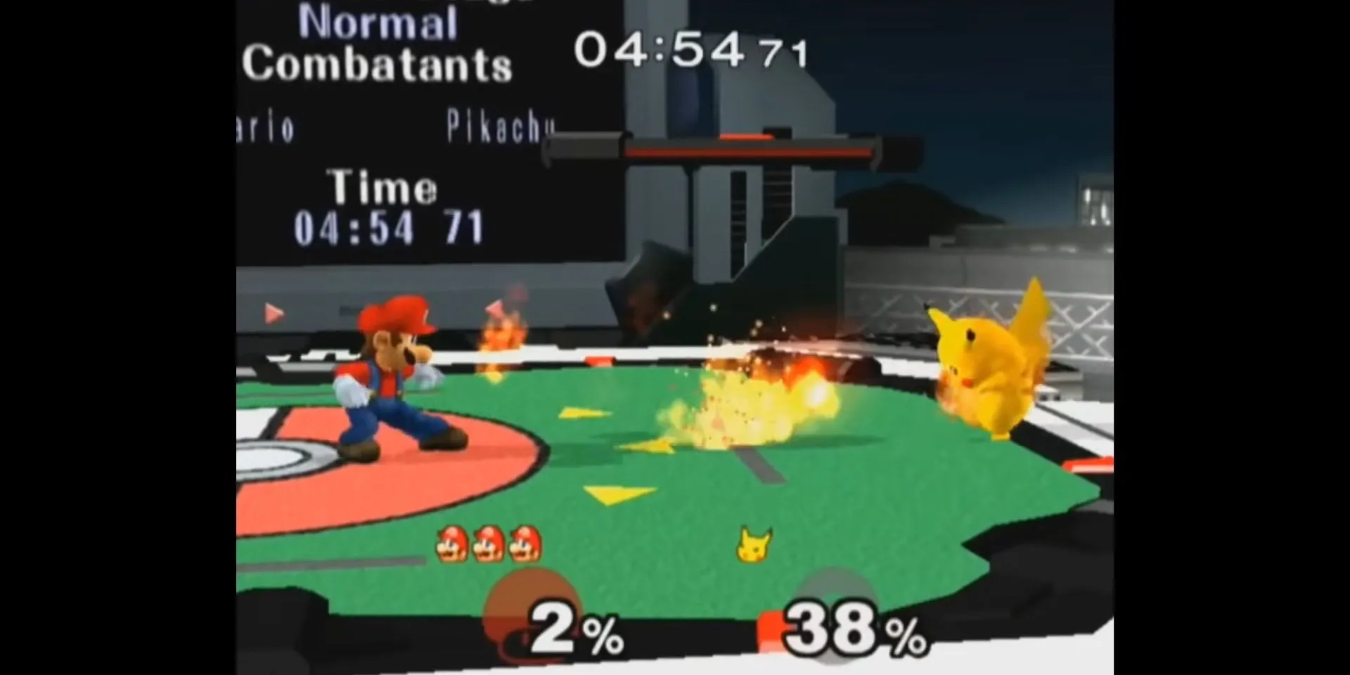 Mario đối đầu Pikachu trong Super Smash Bros. Melee