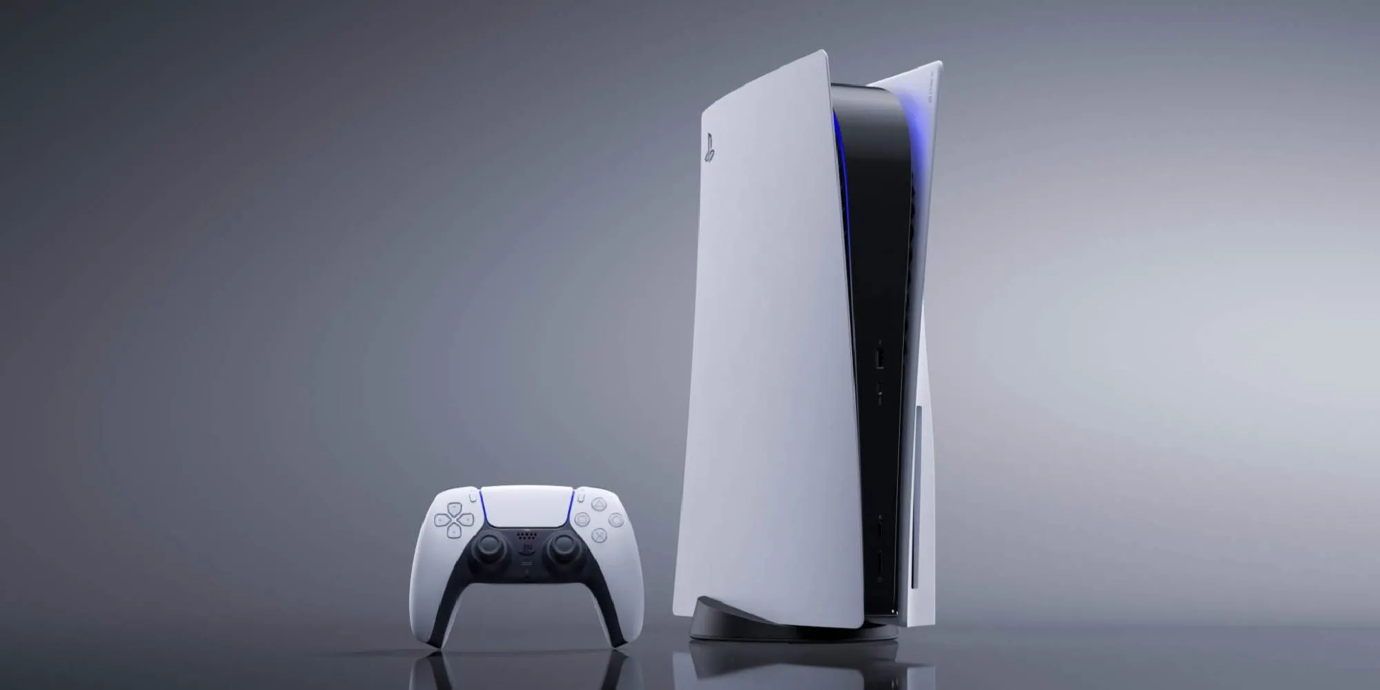 Máy chơi game PS5 và tay cầm DualSense Edge trên nền xám