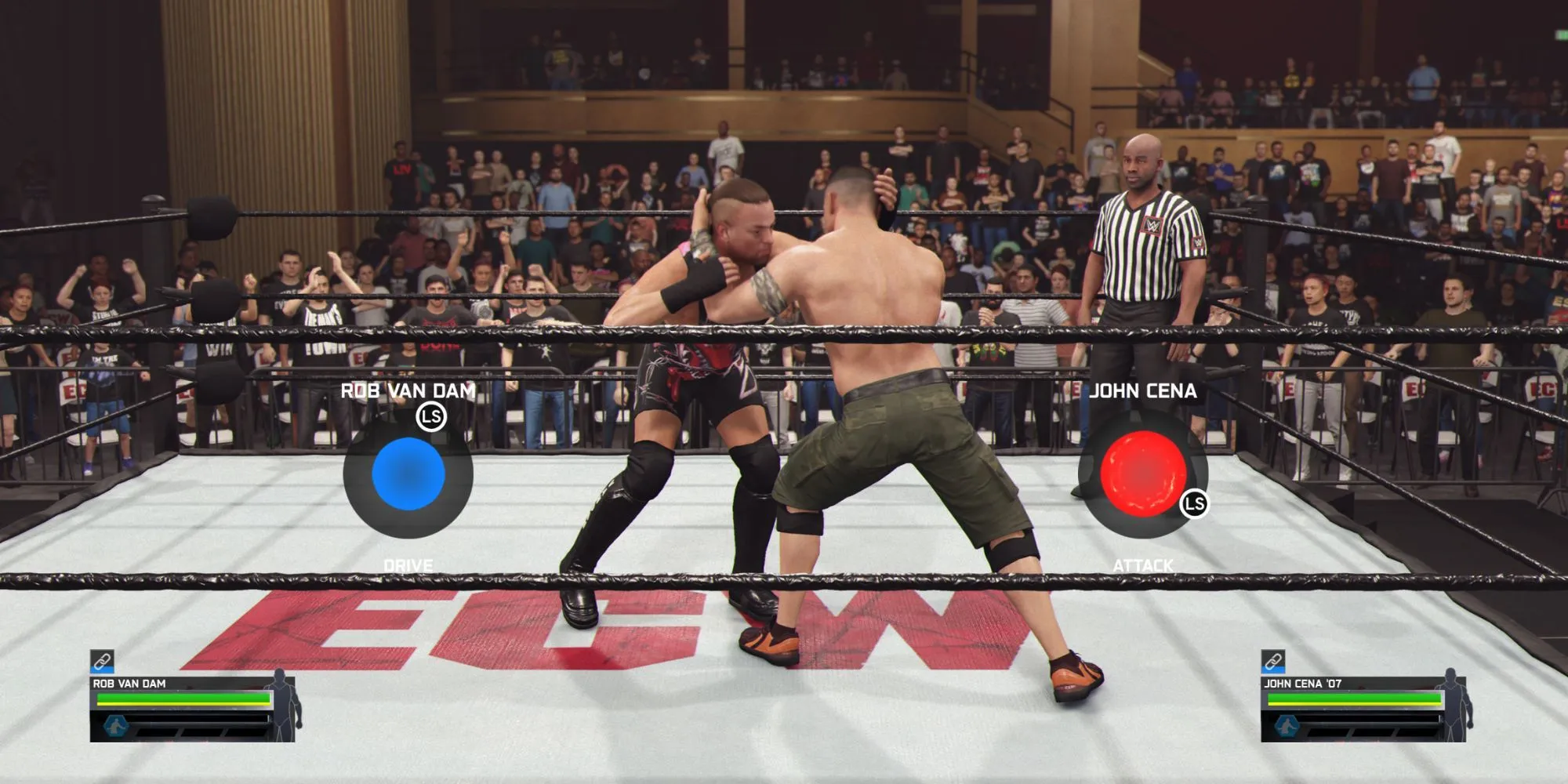Minigame xoay analog để giành lợi thế trong Chain Wrestling WWE 2K25