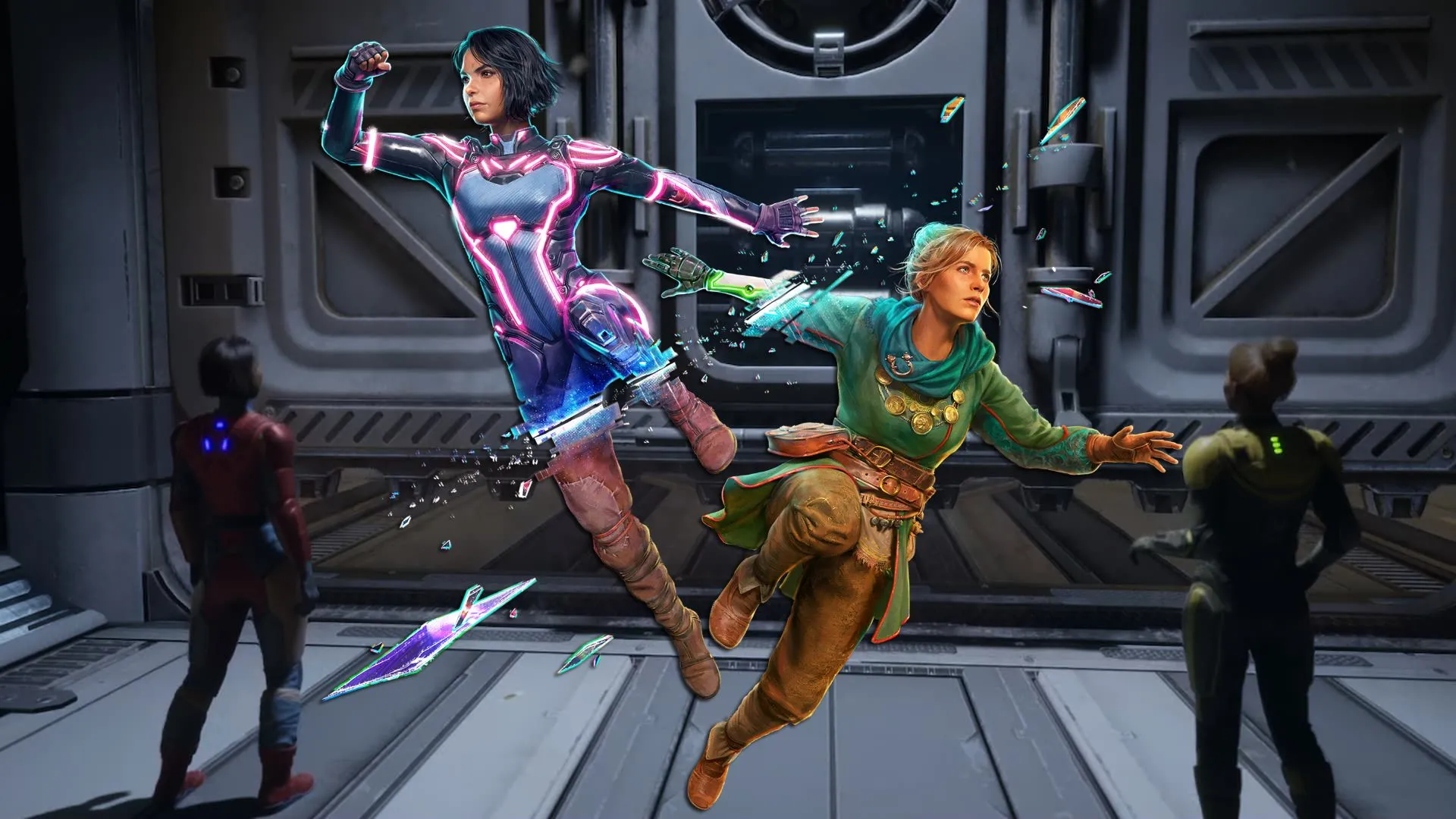 Mio và Zoe trong một phân cảnh phiêu lưu không gian của game Split Fiction