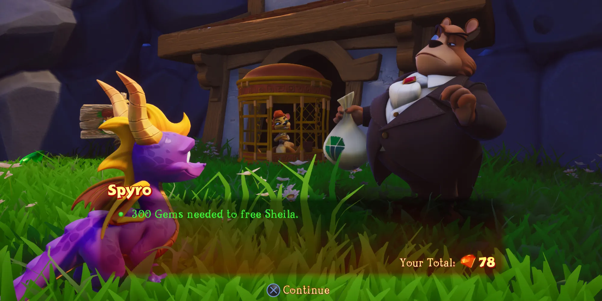 Moneybags gấu tham lam chuyên moi tiền game thủ trong Spyro Reignited Trilogy