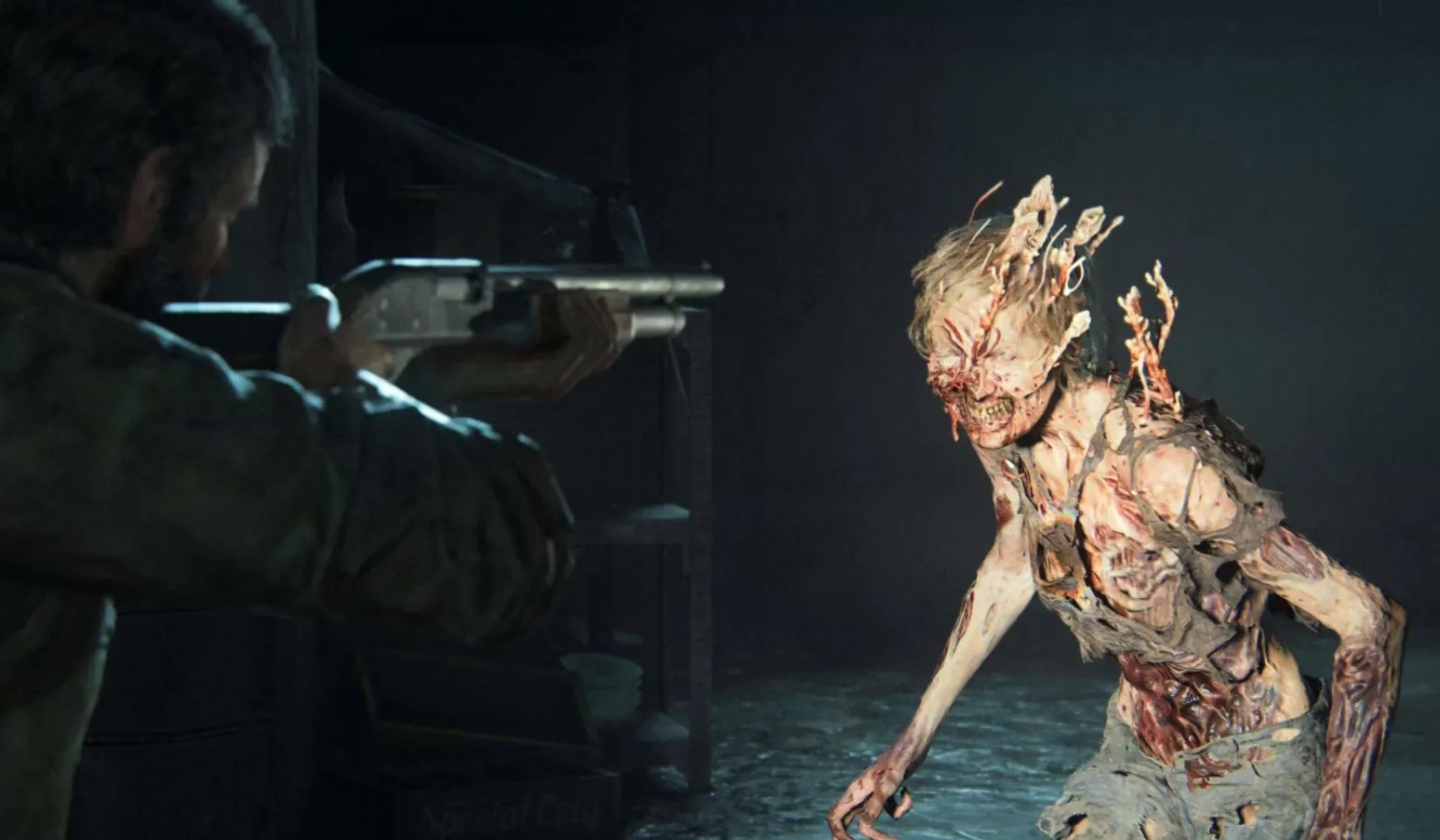 Một cảnh trong The Last of Us với dòng chữ George Romero làm nổi bật ảnh hưởng của ông lên thể loại zombie
