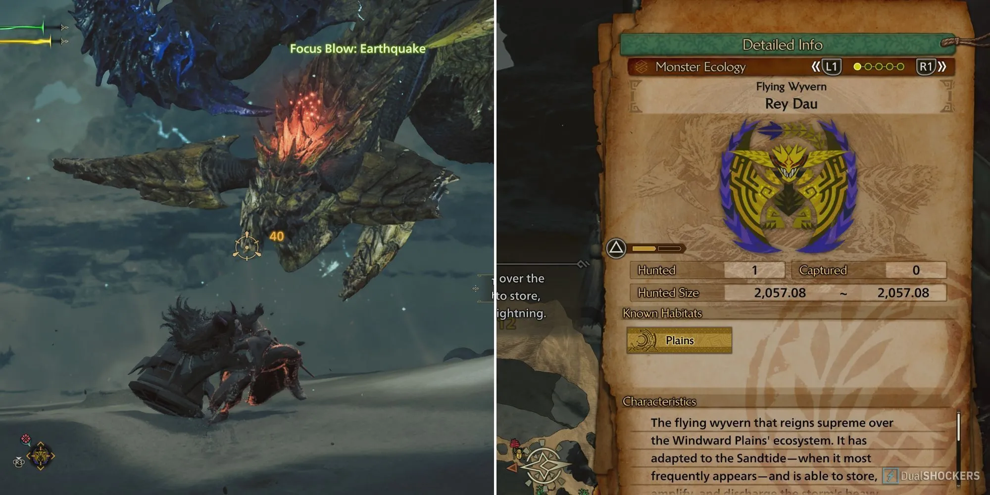 Một con quái vật lớn giống chim tên Rey Dau trong Monster Hunter Wilds đang tấn công