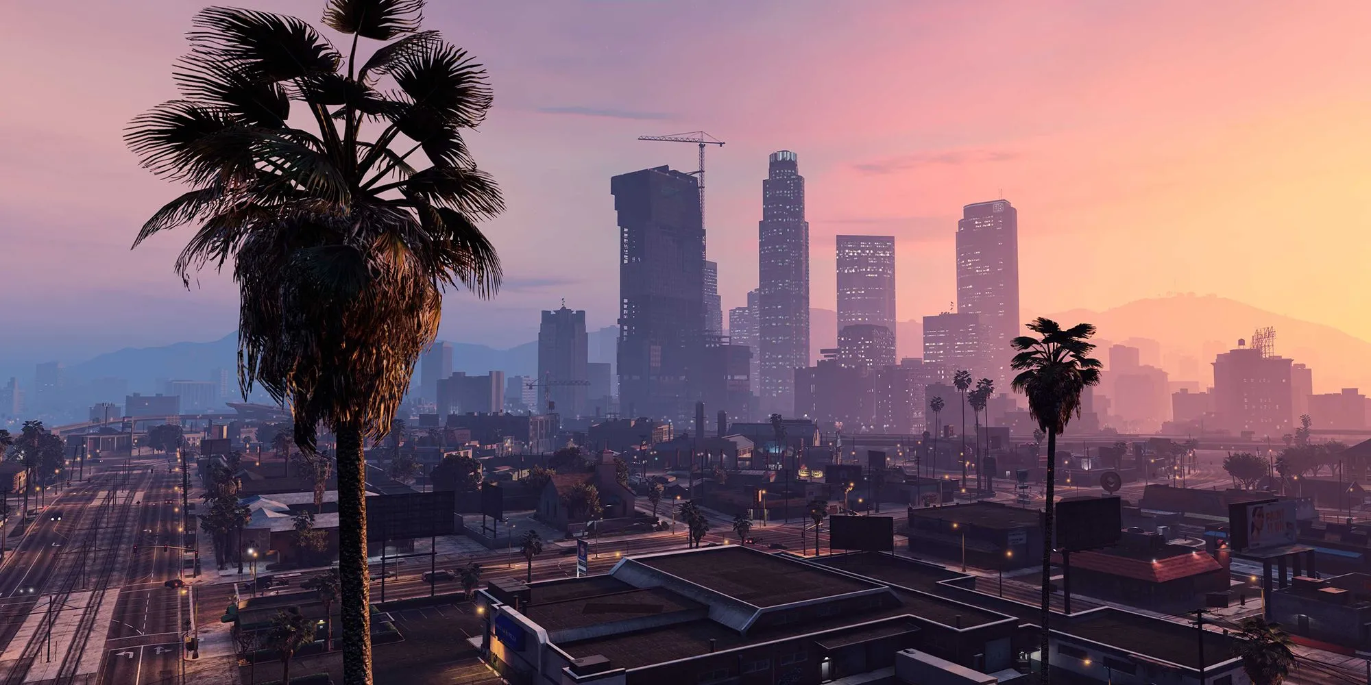 Một góc phố sầm uất ở trung tâm thành phố Los Santos, bối cảnh chính của GTA 5