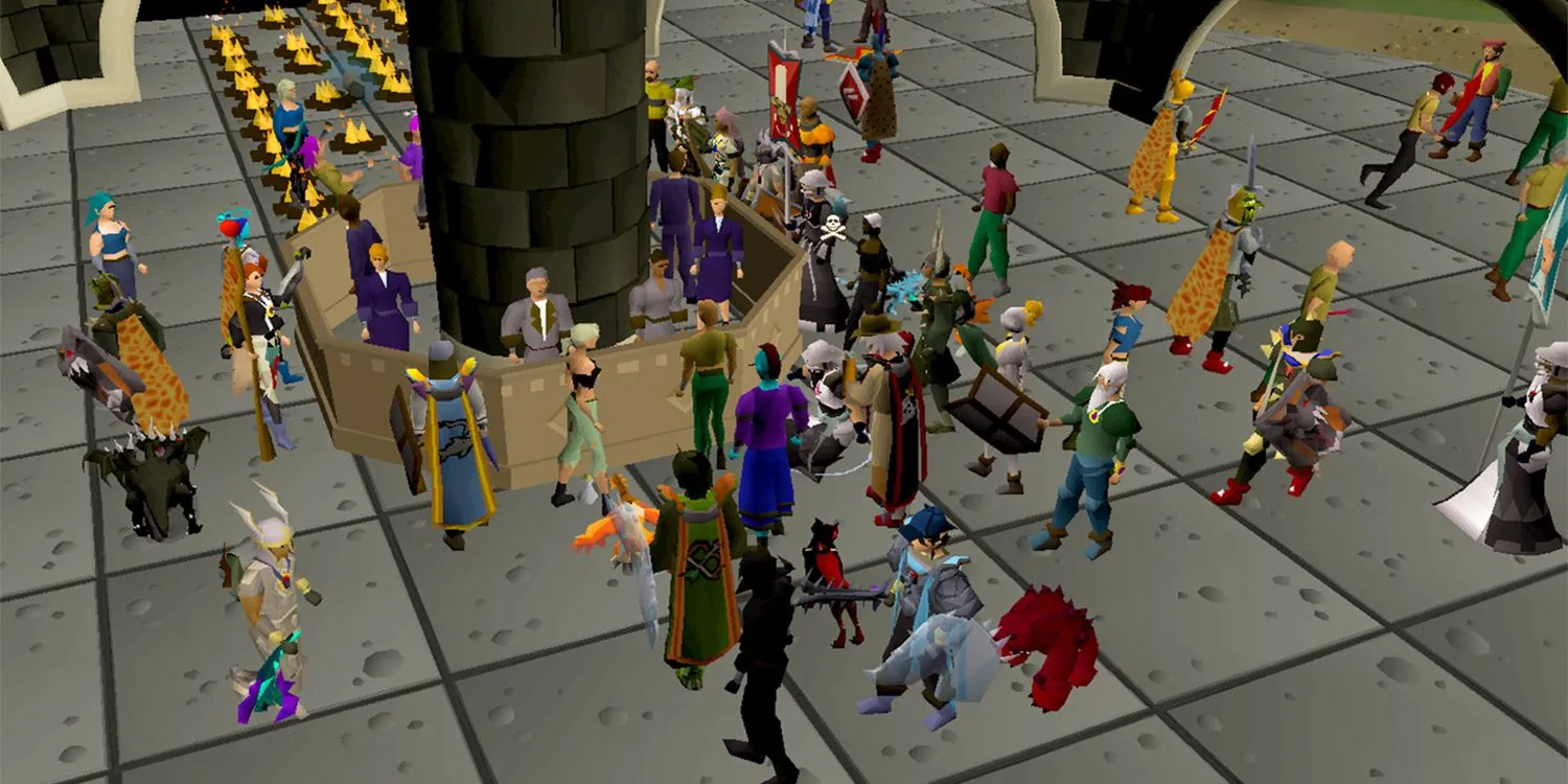Một khu vực đông đúc người chơi trong Old School RuneScape
