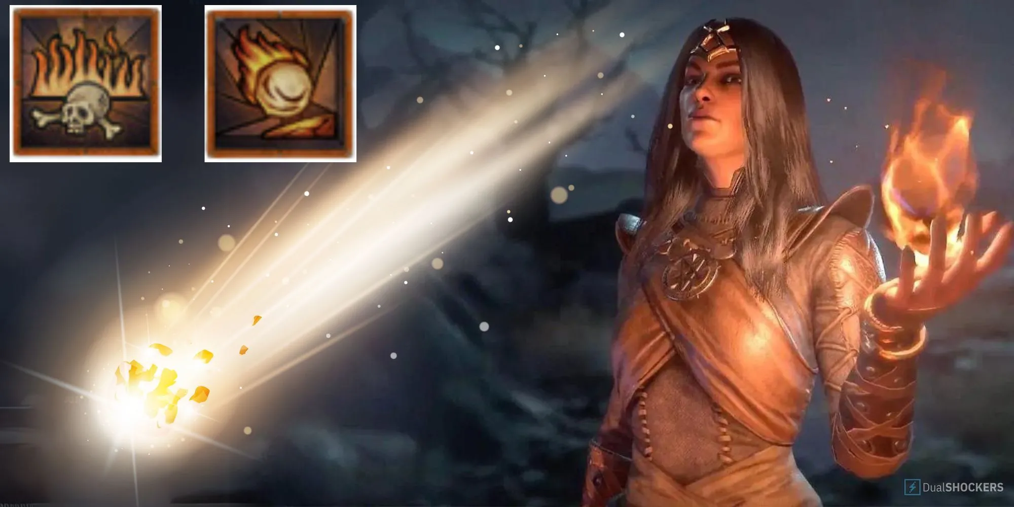 Một Pháp Sư (Sorcerer) mạnh mẽ với kỹ năng Lửa trong Diablo 4, thể hiện sự đa dạng của game.