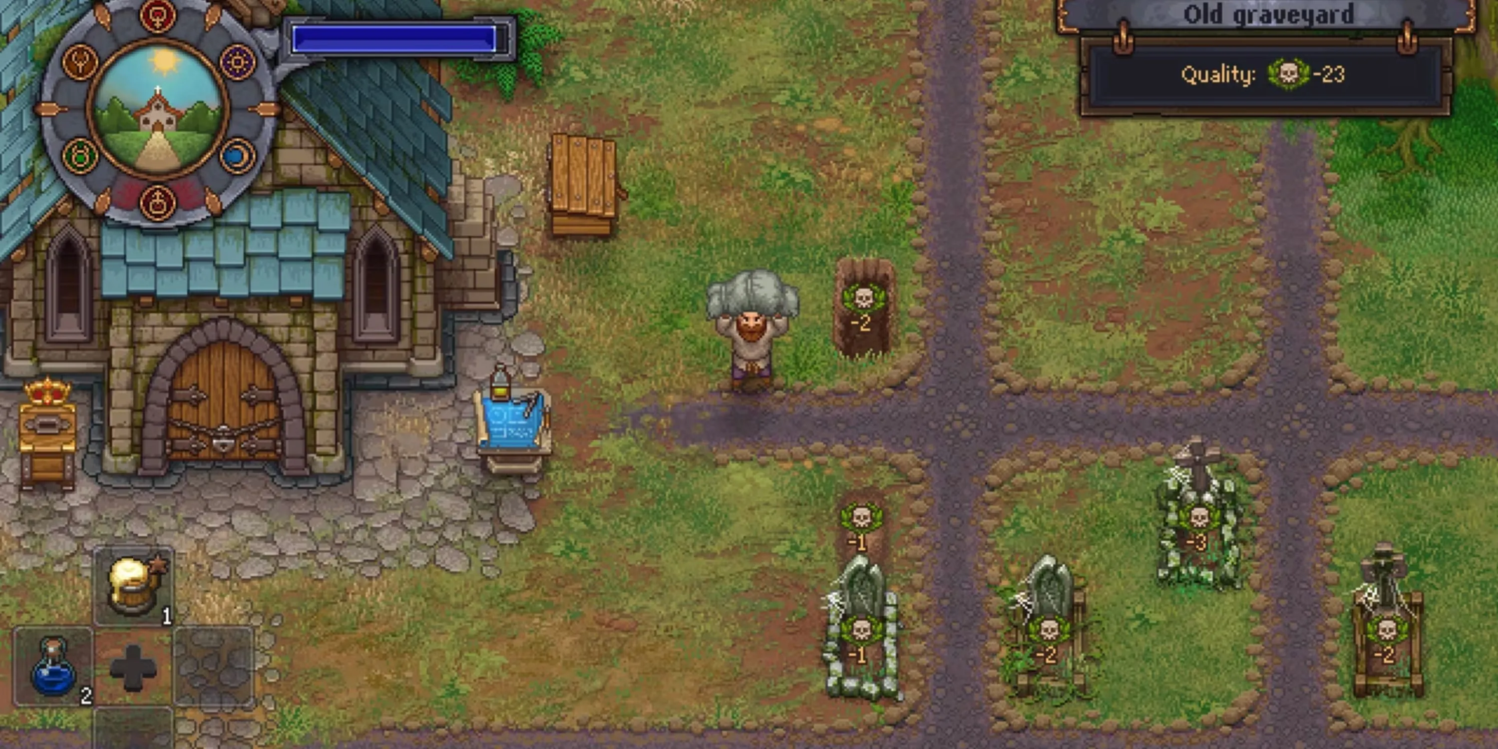 Người chơi quản lý nghĩa trang và các công trình trong Graveyard Keeper