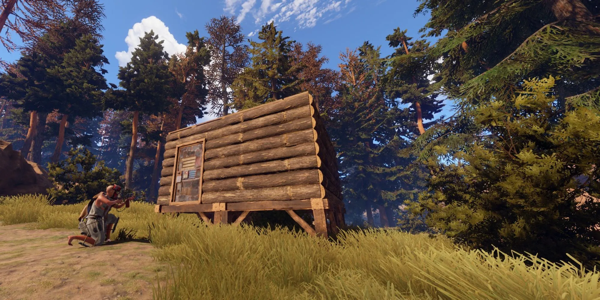 Người chơi Rust cảnh giác bên ngoài căn cứ tự xây trong game sinh tồn FPS của Facepunch