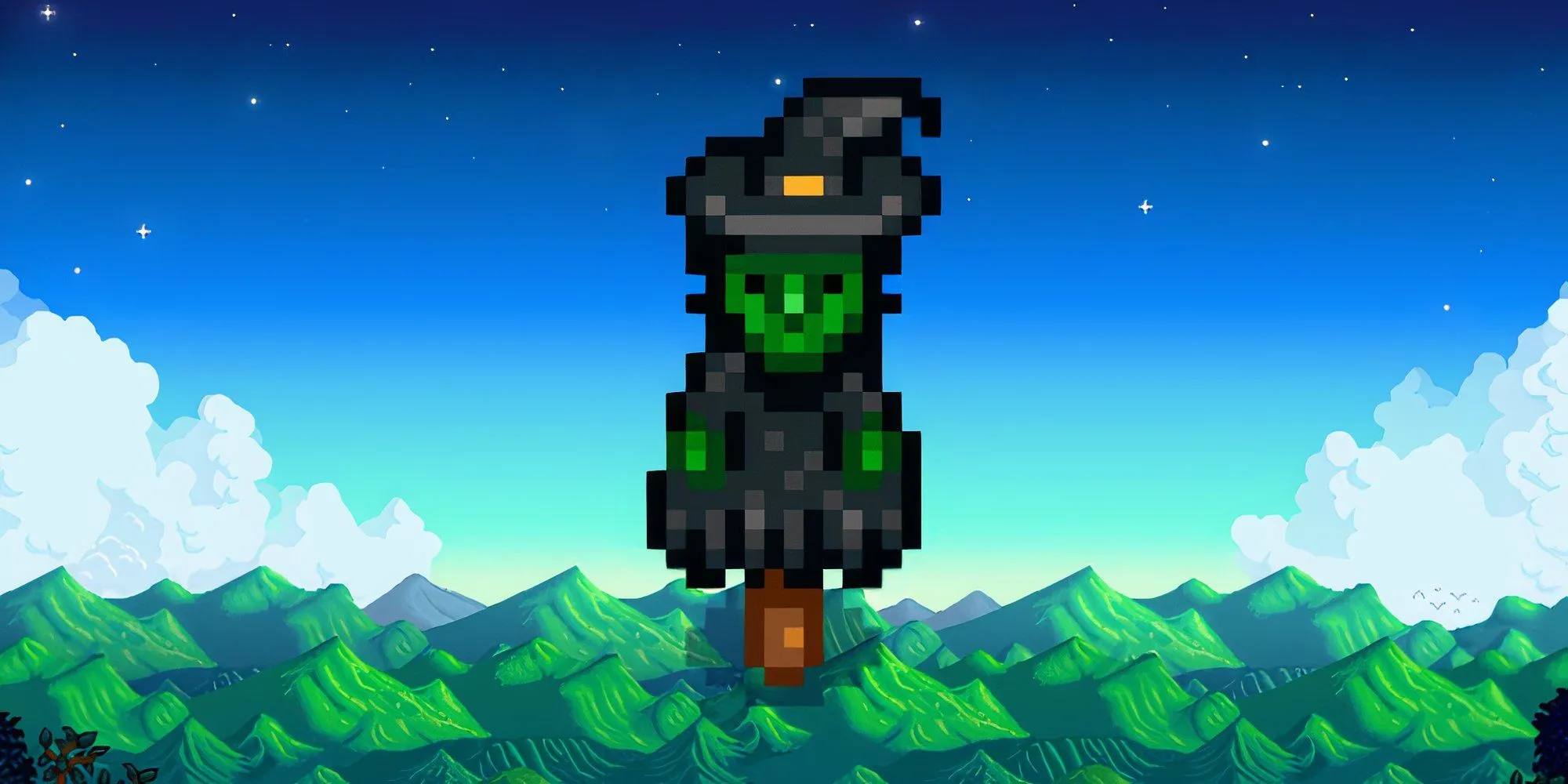 Người rơm đặc biệt số 2 trong Stardew Valley, mang hình hài phù thủy hoặc ma cà rồng