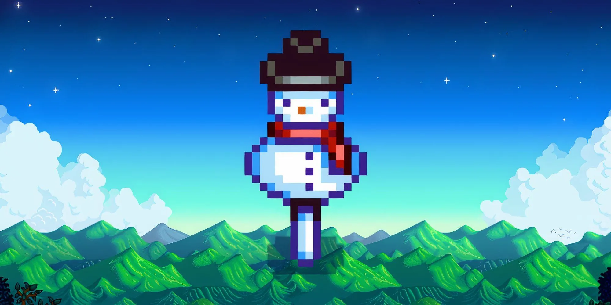 Người rơm đặc biệt số 4 trong Stardew Valley, có hình dáng người tuyết