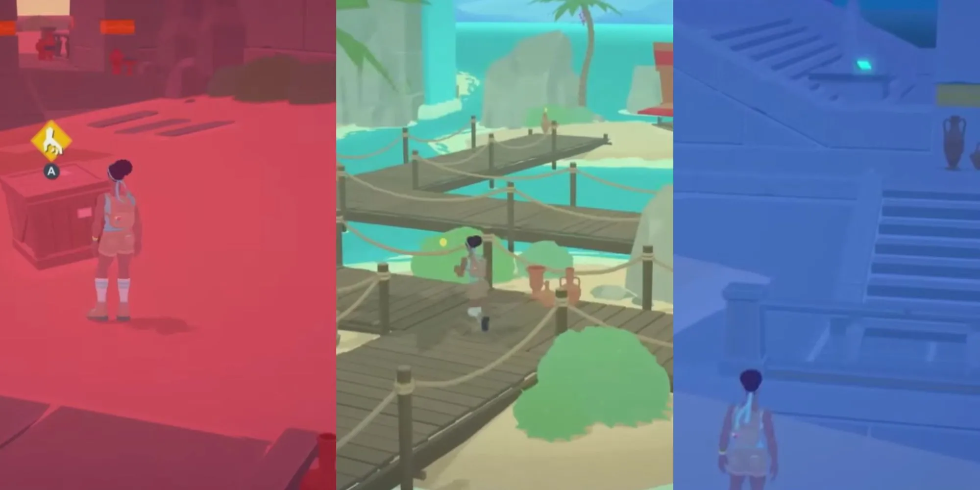 Nhân vật Alex trong Mythwrecked Ambrosia Island tìm thấy một chiếc rương chứa kỷ vật trên bãi biển