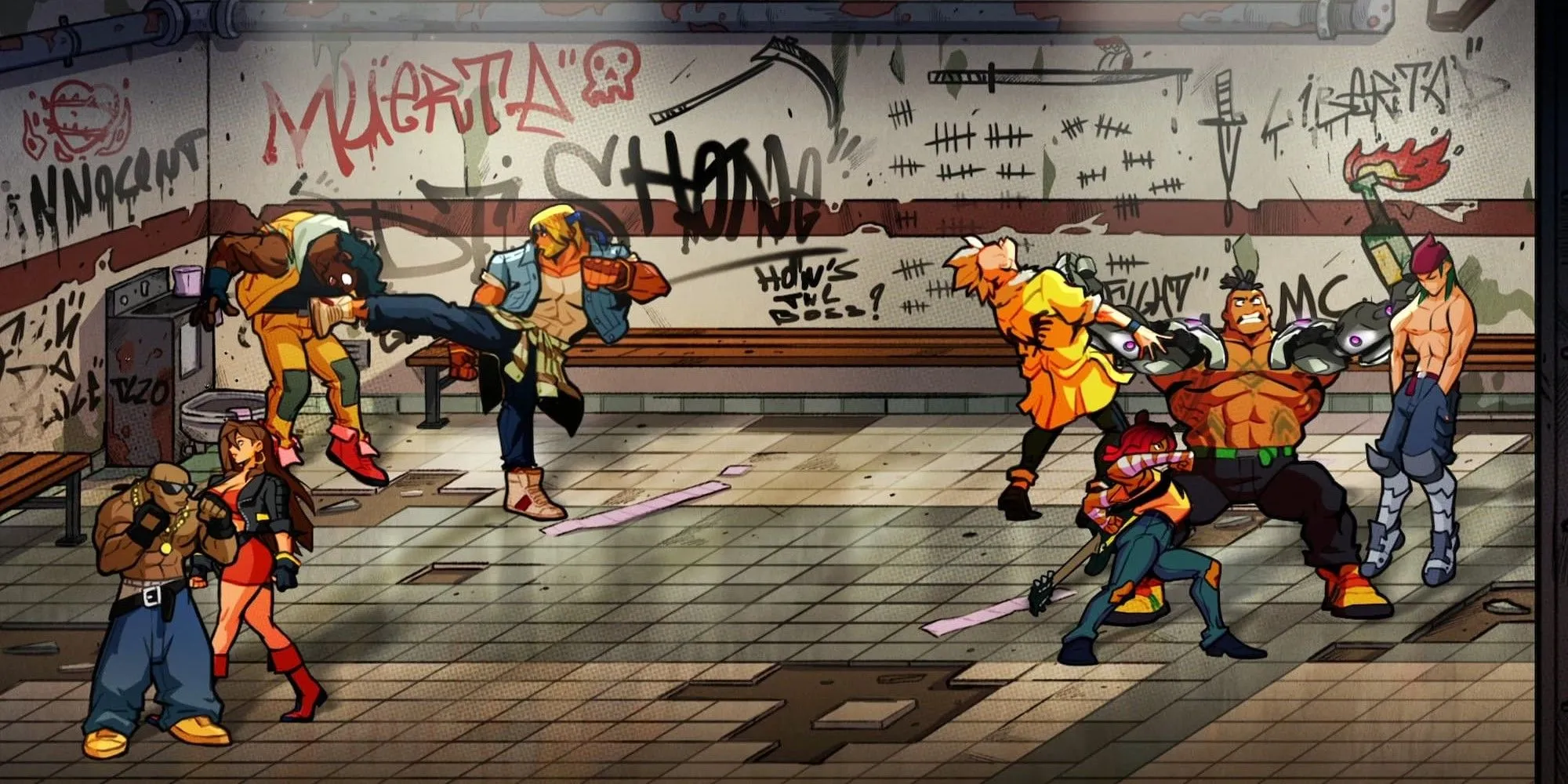Nhân vật Axel Stone chiến đấu trong game Streets of Rage 4 với đồ họa vẽ tay đặc sắc
