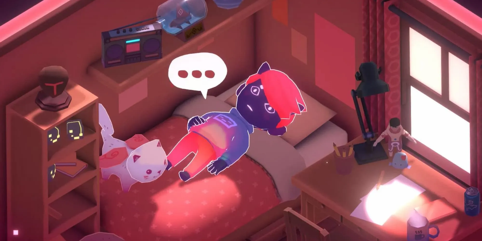 Nhân vật chibi và chú mèo dễ thương trong game Kind Words