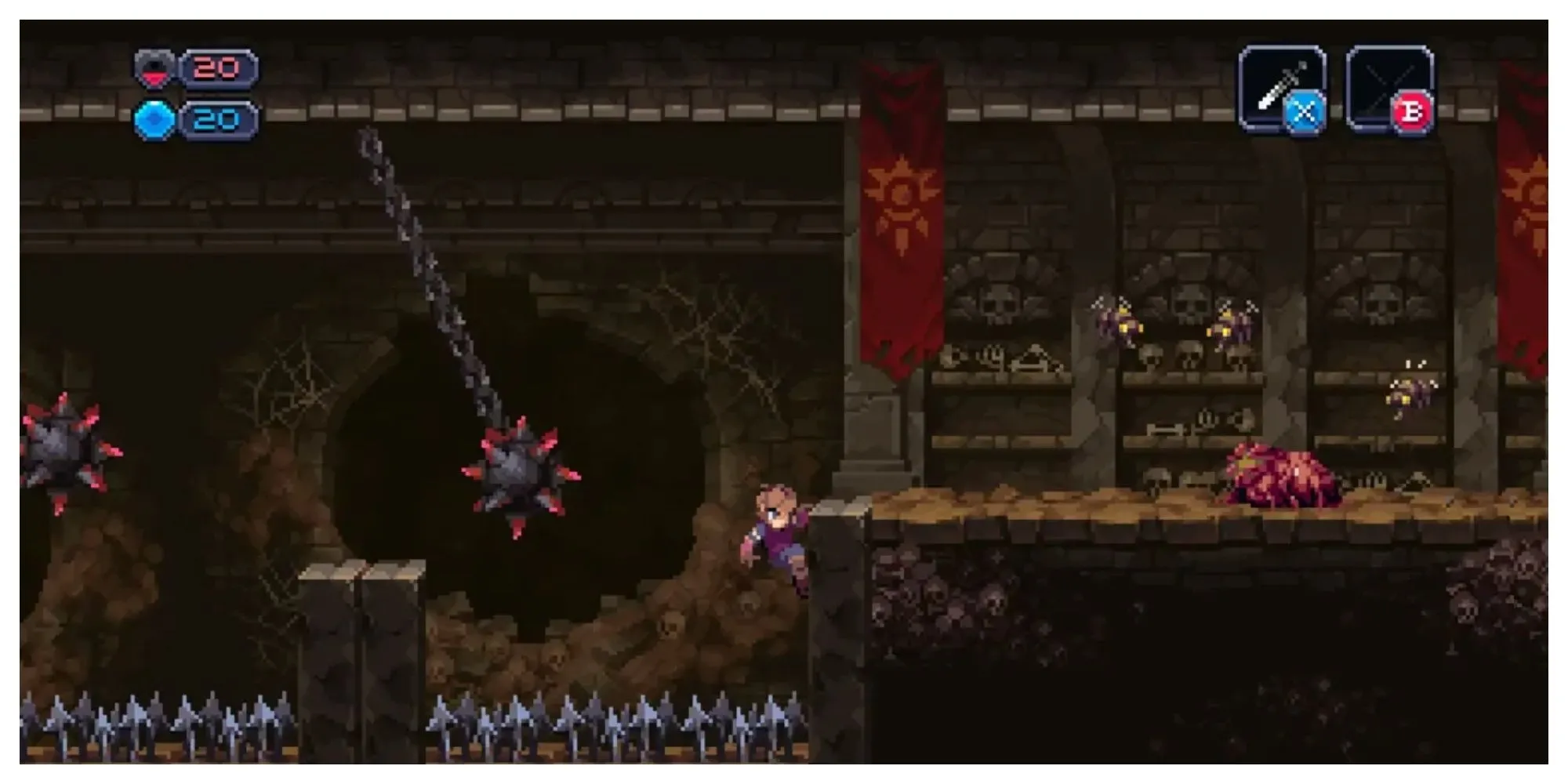 Nhân vật chính trong Chasm khám phá hầm ngục pixel art tăm tối