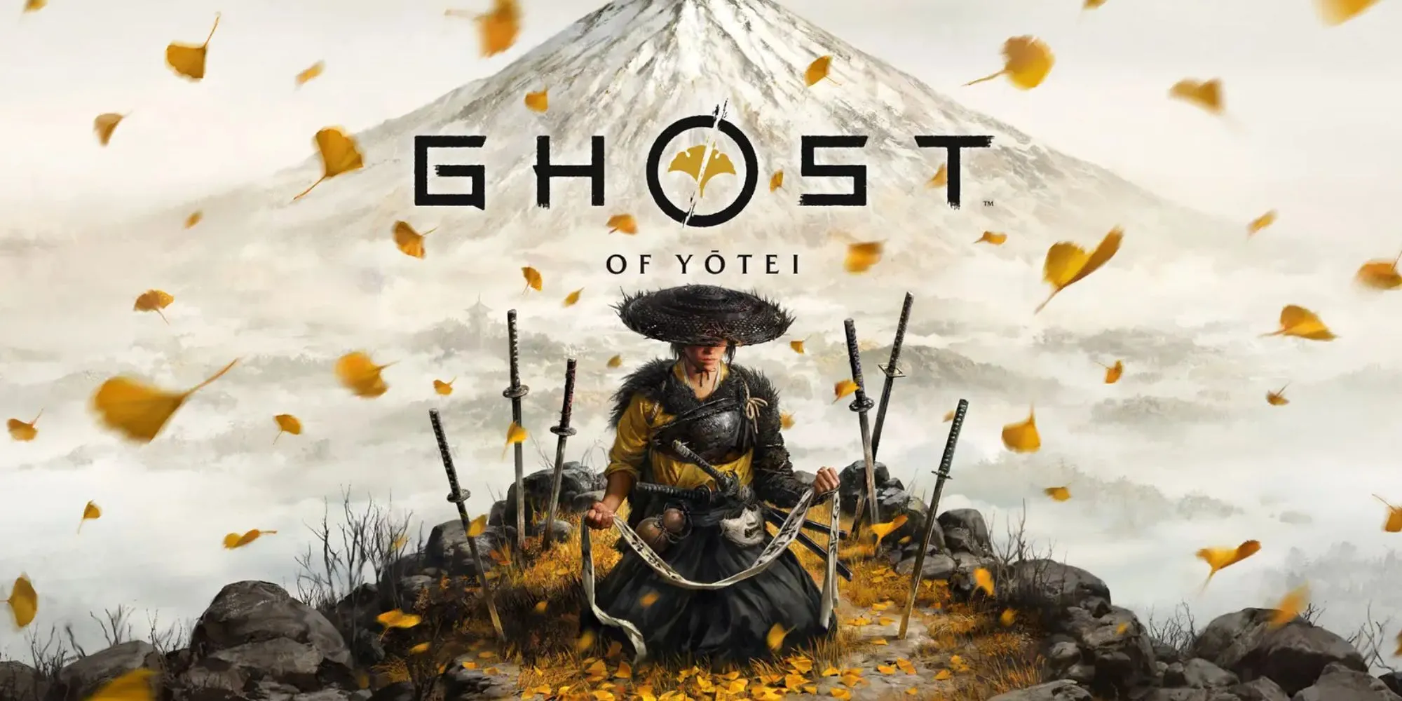 Nhân vật chính trong Ghost of Yotei đứng giữa khung cảnh núi tuyết hùng vĩ