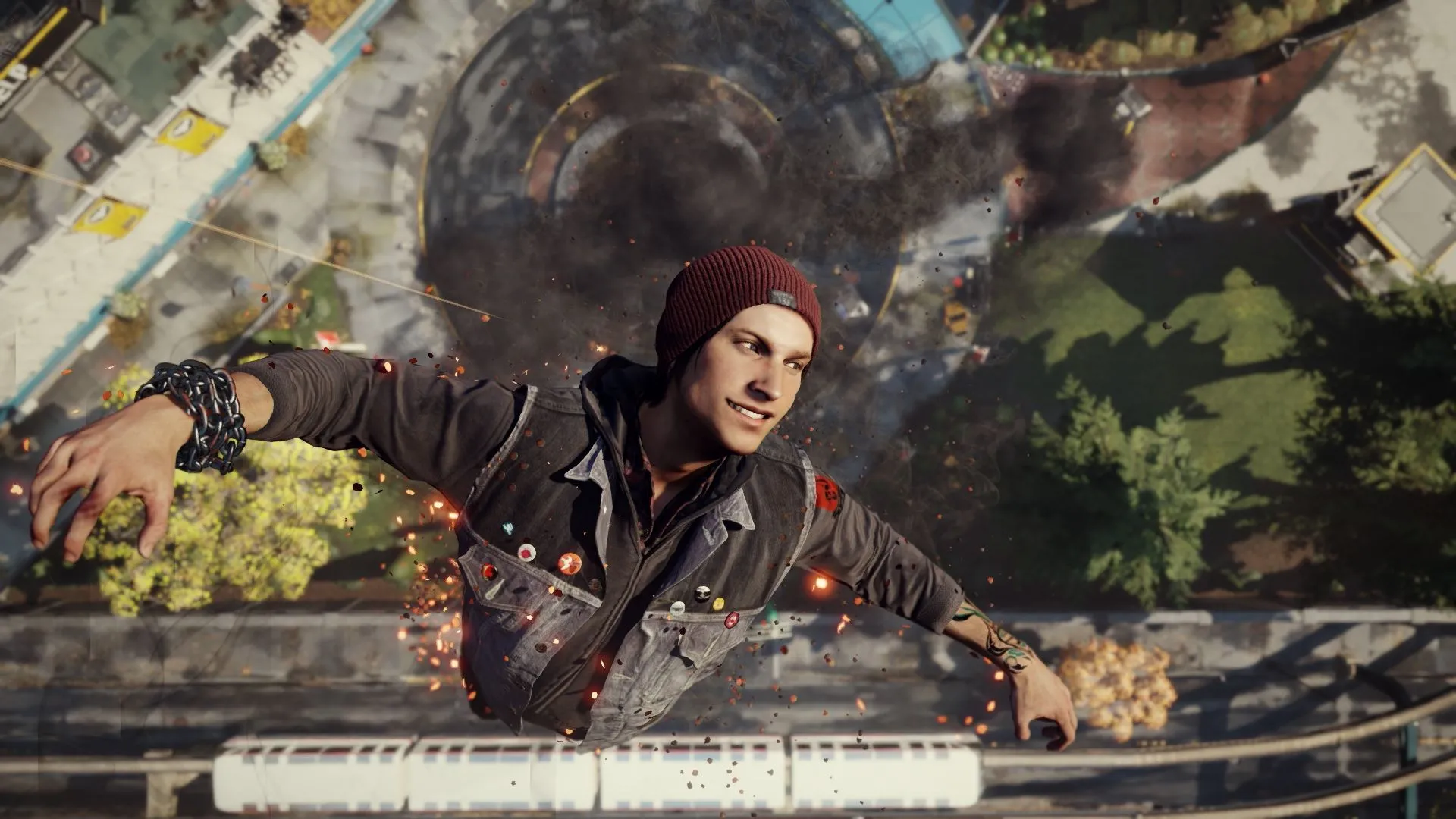 Nhân vật Delsin Rowe sử dụng sức mạnh trong game Infamous Second Son