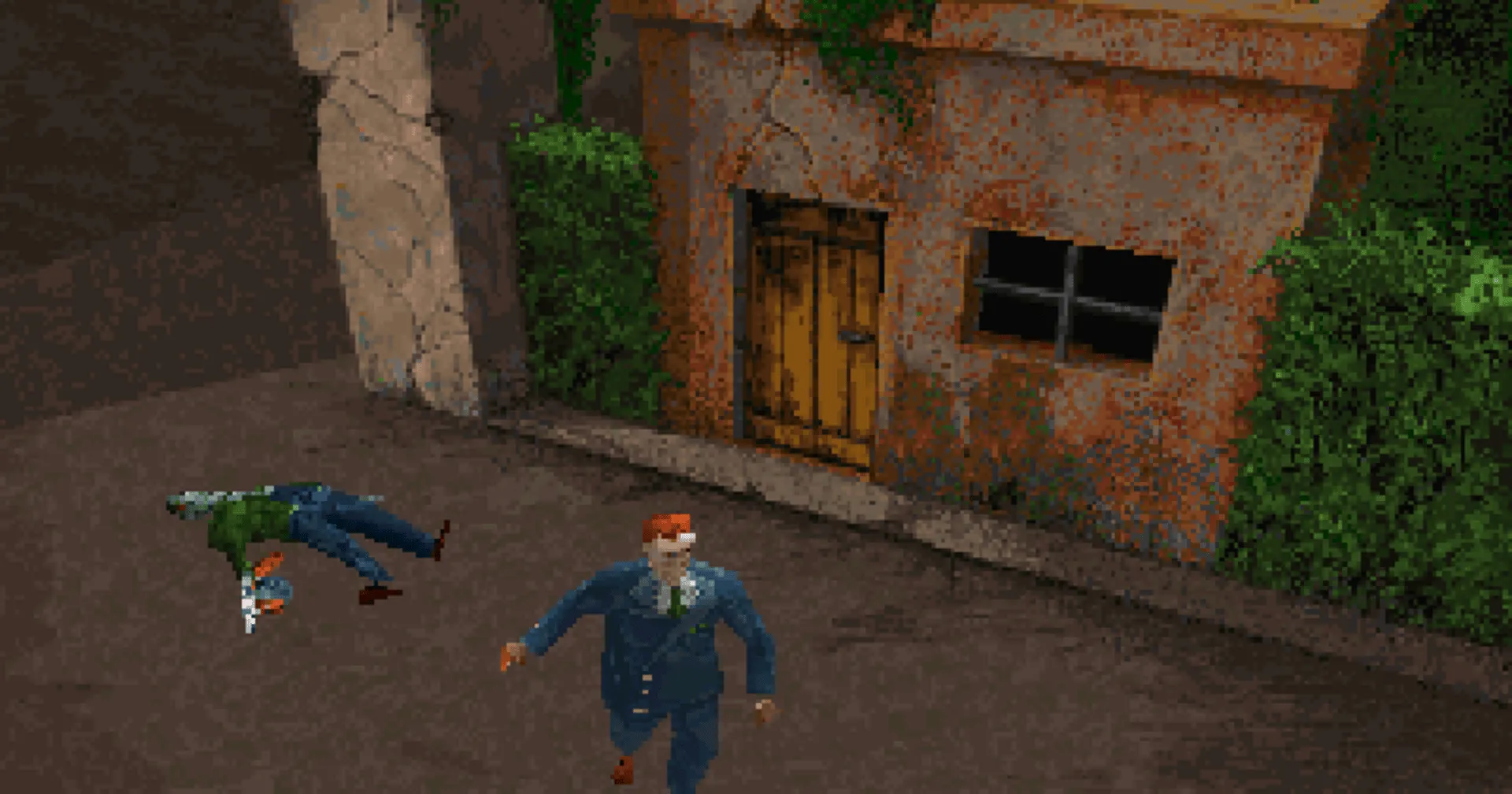 Nhân vật Edward Carnby trong Alone in the Dark 2 phiên bản PS1 với đồ họa pixel cổ điển