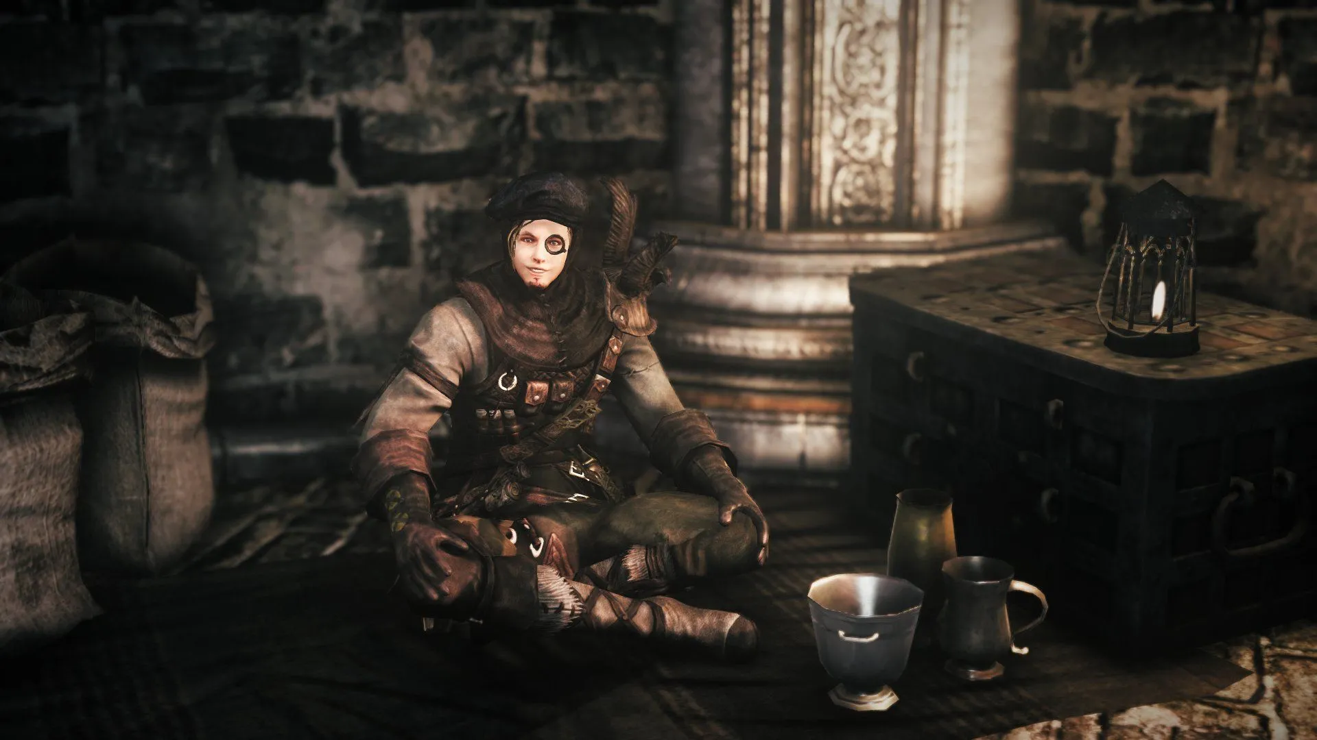 Nhân vật Magerold of Lanafir ngồi trong game Dark Souls 2