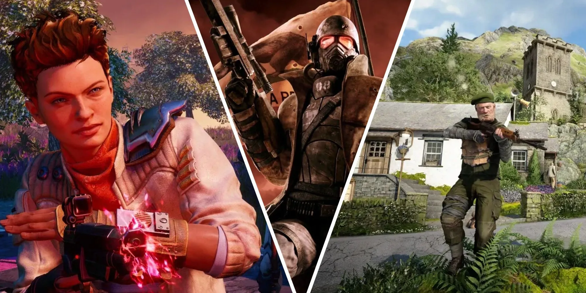 Nhân vật NCR Ranger từ Fallout New Vegas đứng giữa các tựa game mang phong cách tương tự