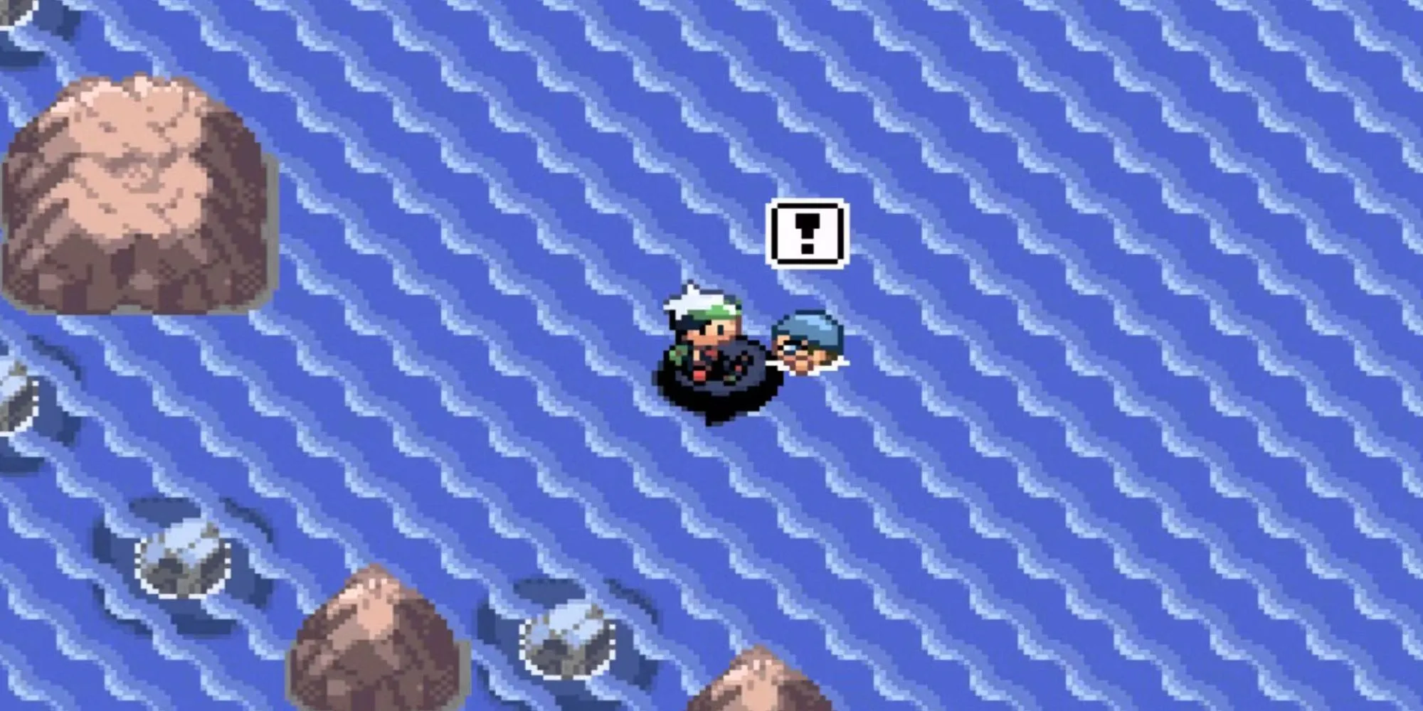 Nhân vật người chơi đang lướt sóng trong Pokemon Ruby Sapphire