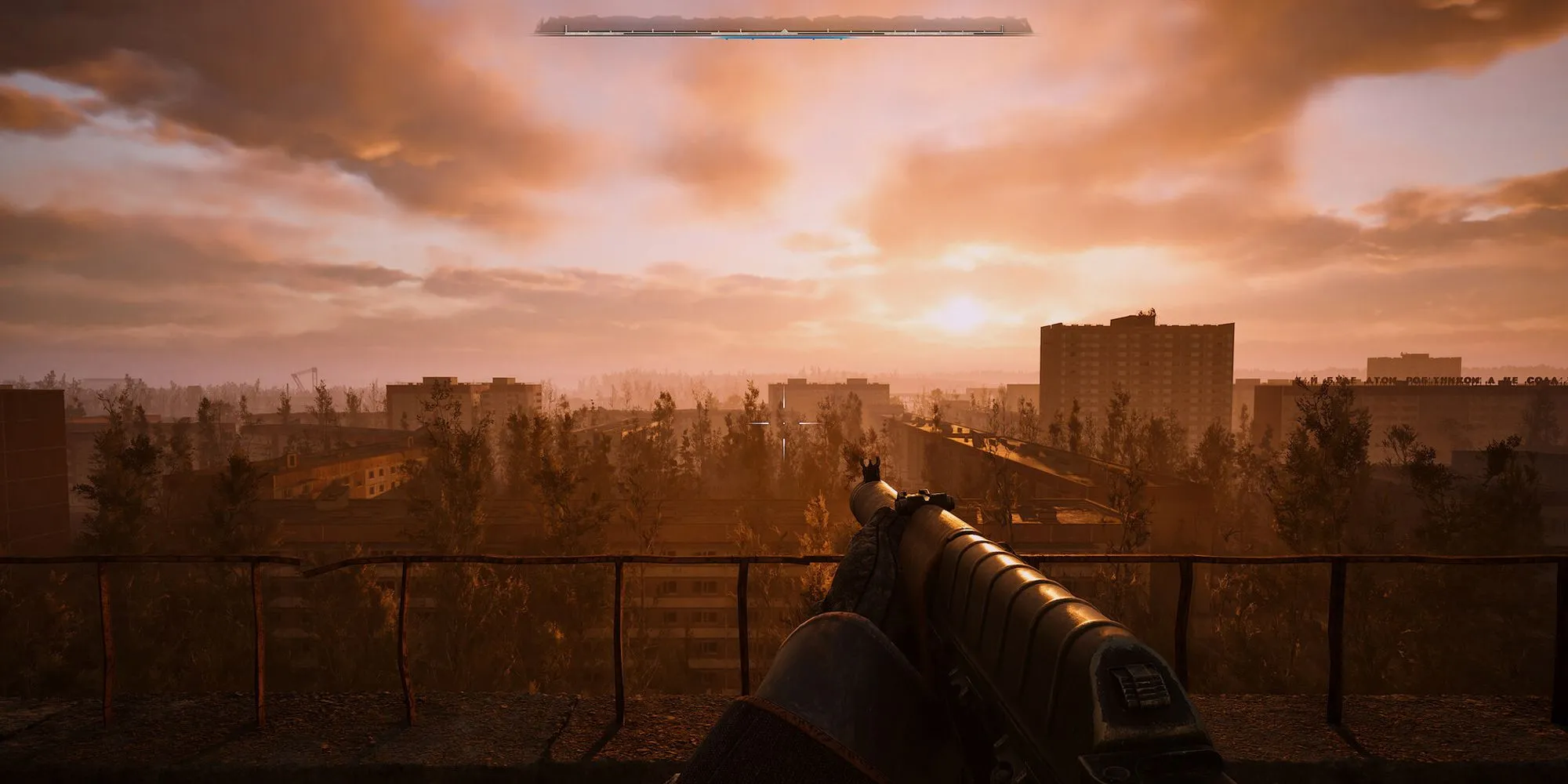 Nhân vật Stalker quan sát toàn cảnh The Zone rộng lớn trong S.T.A.L.K.E.R. 2