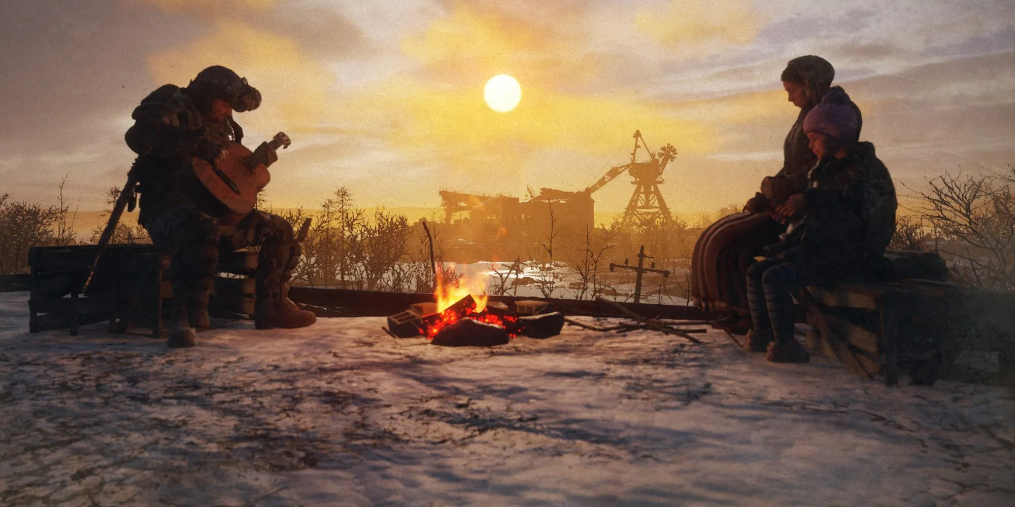Nhân vật Stepan trong Metro Exodus đứng giữa vùng Volga đầy nắng