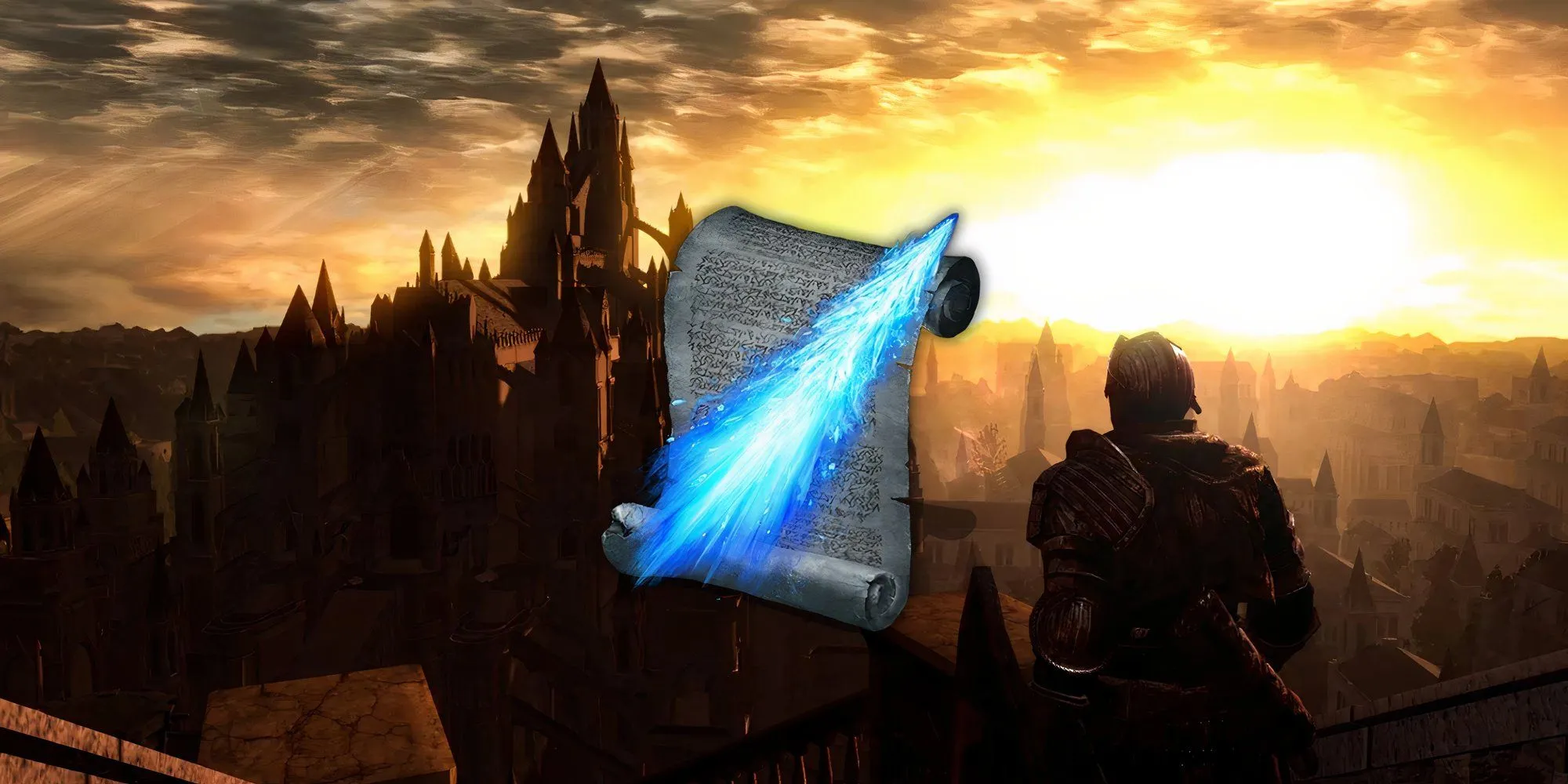 Nhân vật sử dụng Sorcery Crystal Soul Spear phóng mũi giáo pha lê xuyên thấu trong Dark Souls 3