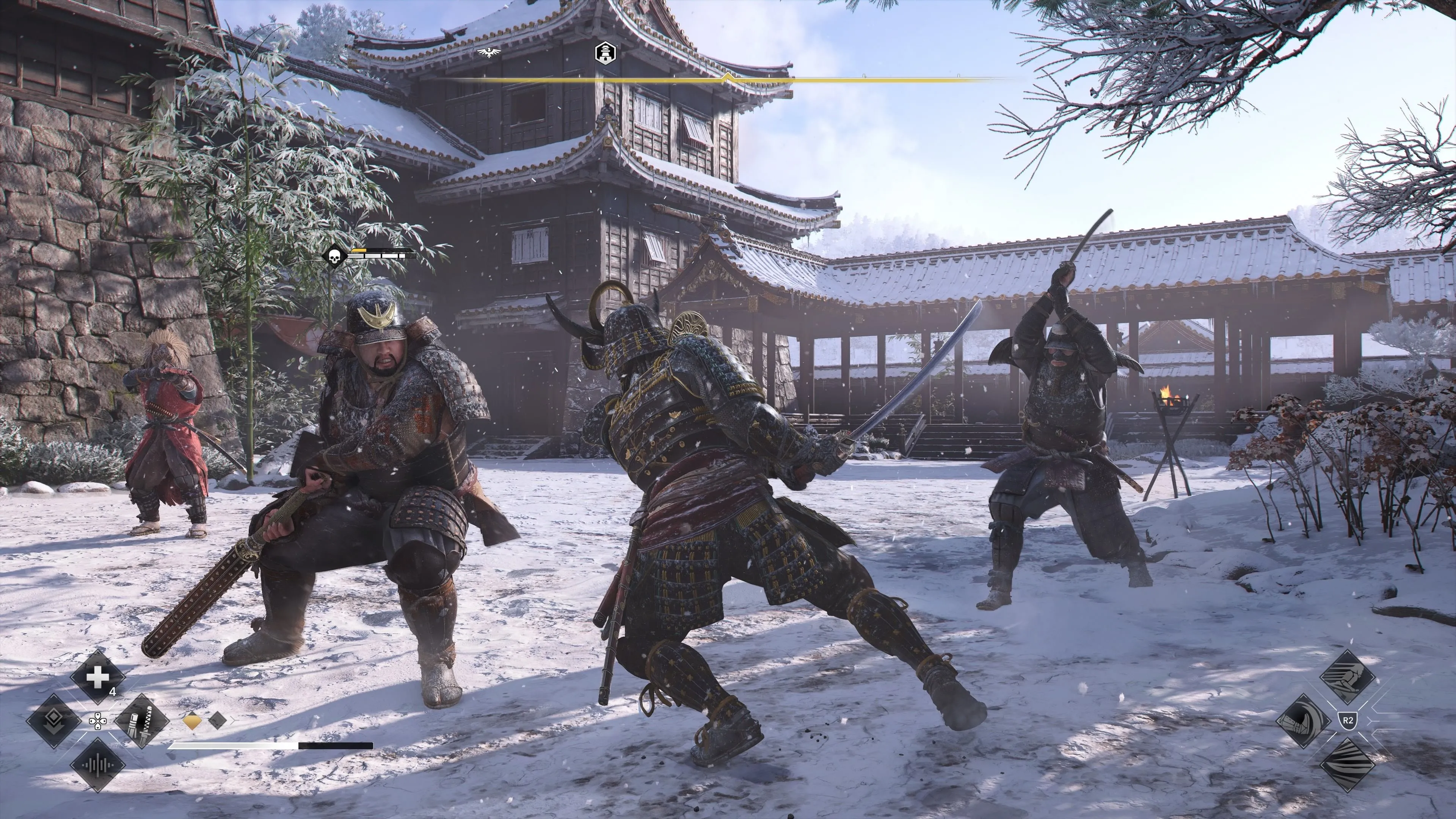 Nhân vật Yasuke trong Assassin's Creed Shadows với bộ giáp samurai hùng dũng đứng giữa khung cảnh Nhật Bản