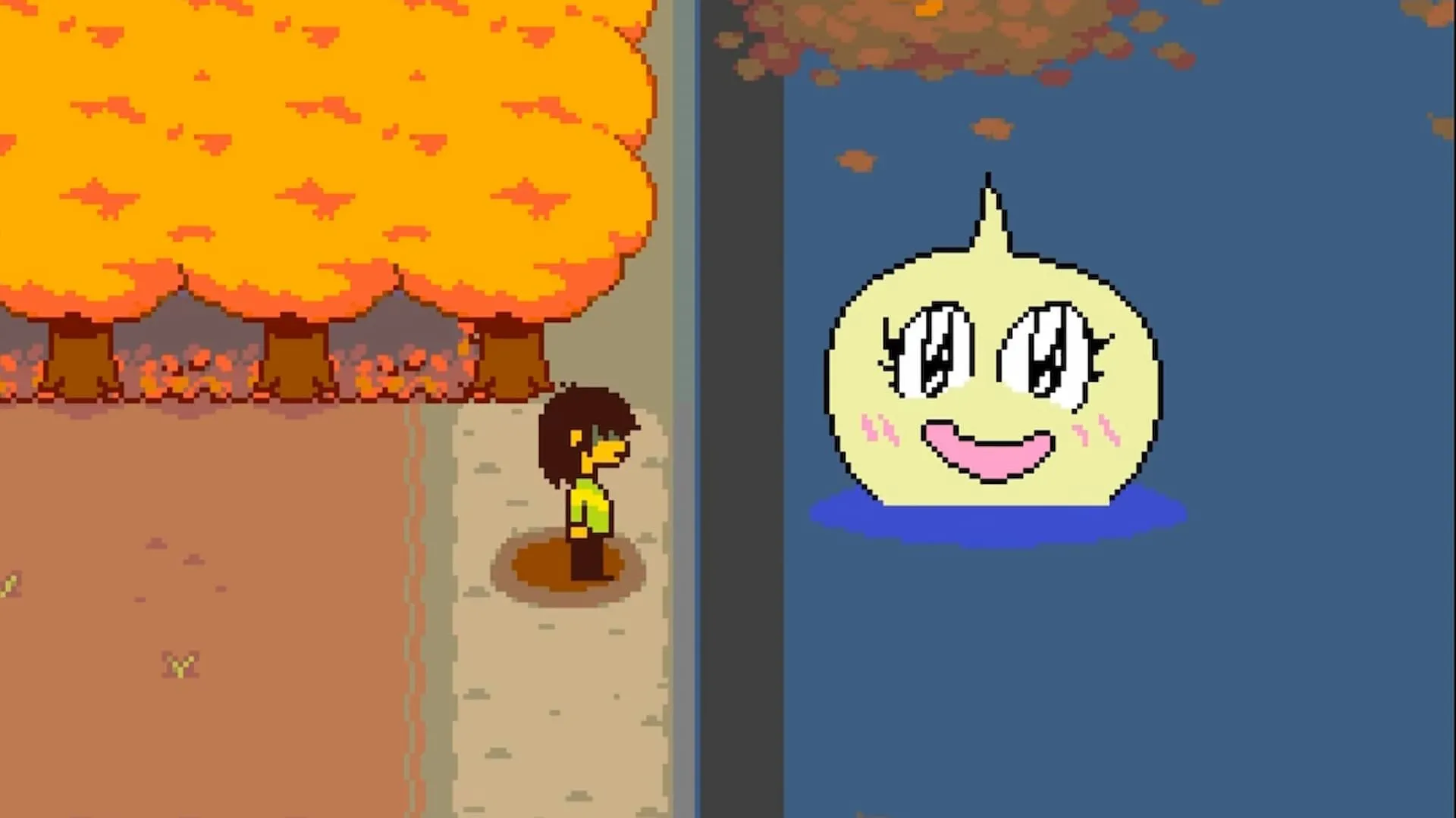 Onion và Kris trong một cảnh của Deltarune