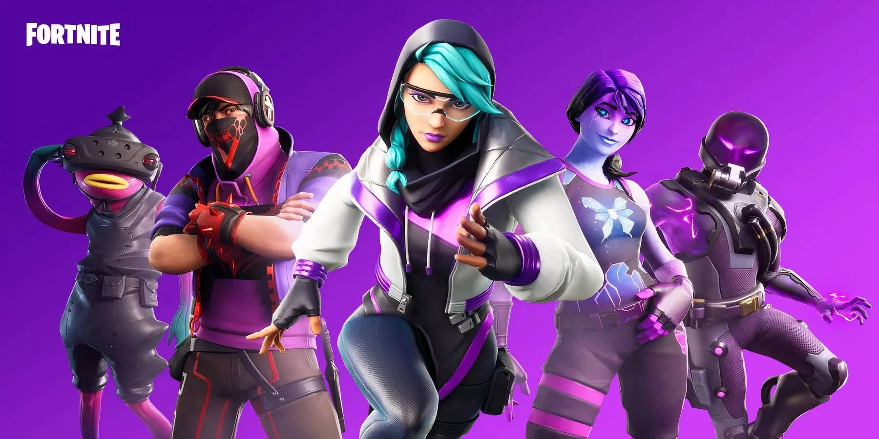 Poster chính thức Fortnite với 5 nhân vật trong game - Chính sách cấm mới của Epic Games