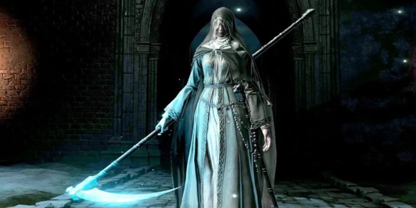 Sister Friede với cây Đại Lưỡi Hái trong Dark Souls 3 Ashes of Ariandel